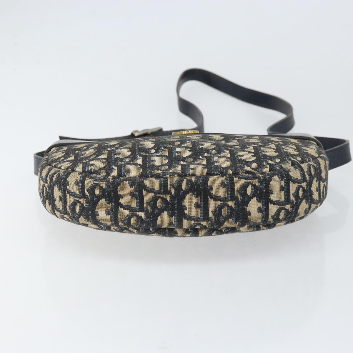 Christian Dior Trotter Canvas Shoulder Bag Navy Gold Auth ep13080