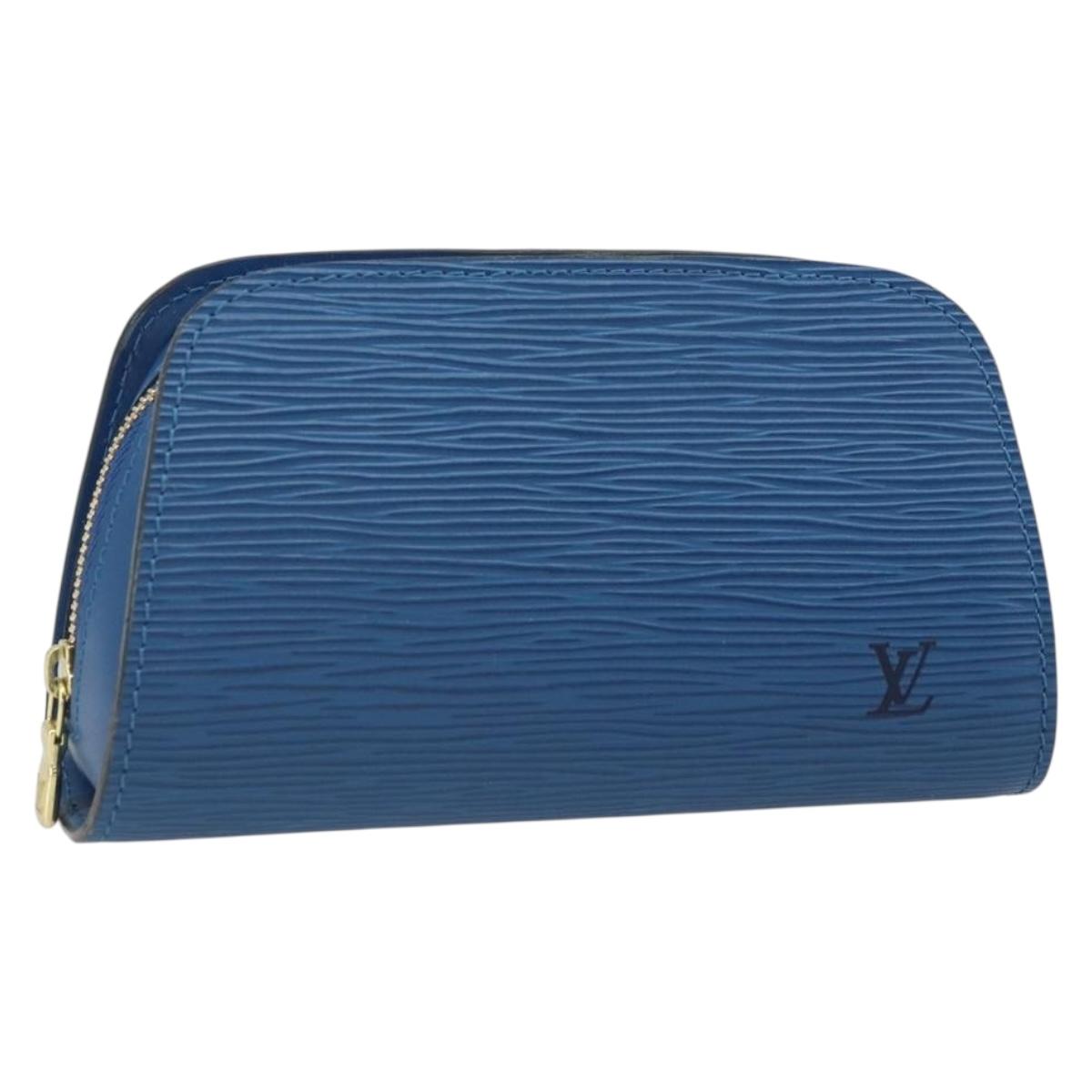LOUIS VUITTON Epi Dauphine PM Pouch Blue M48445 LV Auth ep13081