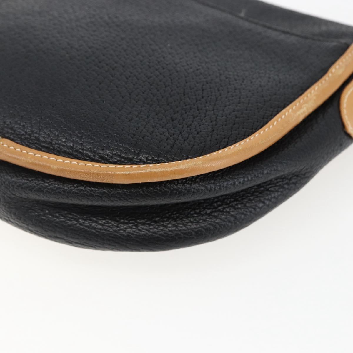 GUCCI Shoulder Bag Leather Black Gold Auth ep13083
