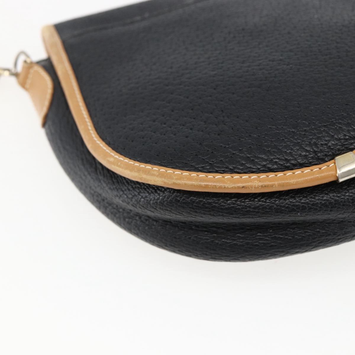 GUCCI Shoulder Bag Leather Black Gold Auth ep13083