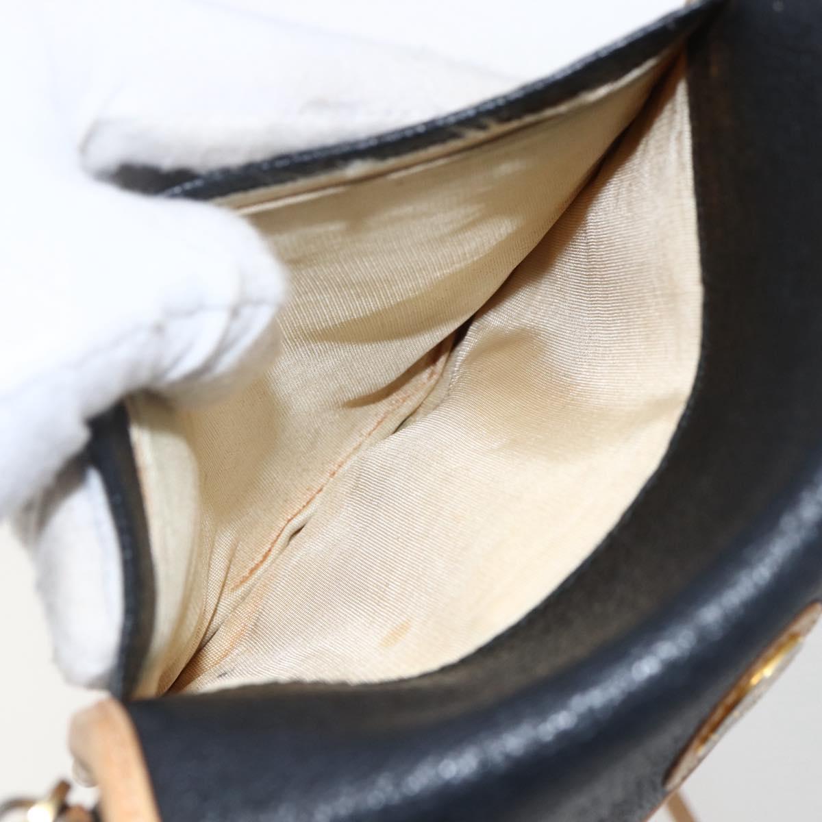 GUCCI Shoulder Bag Leather Black Gold Auth ep13083