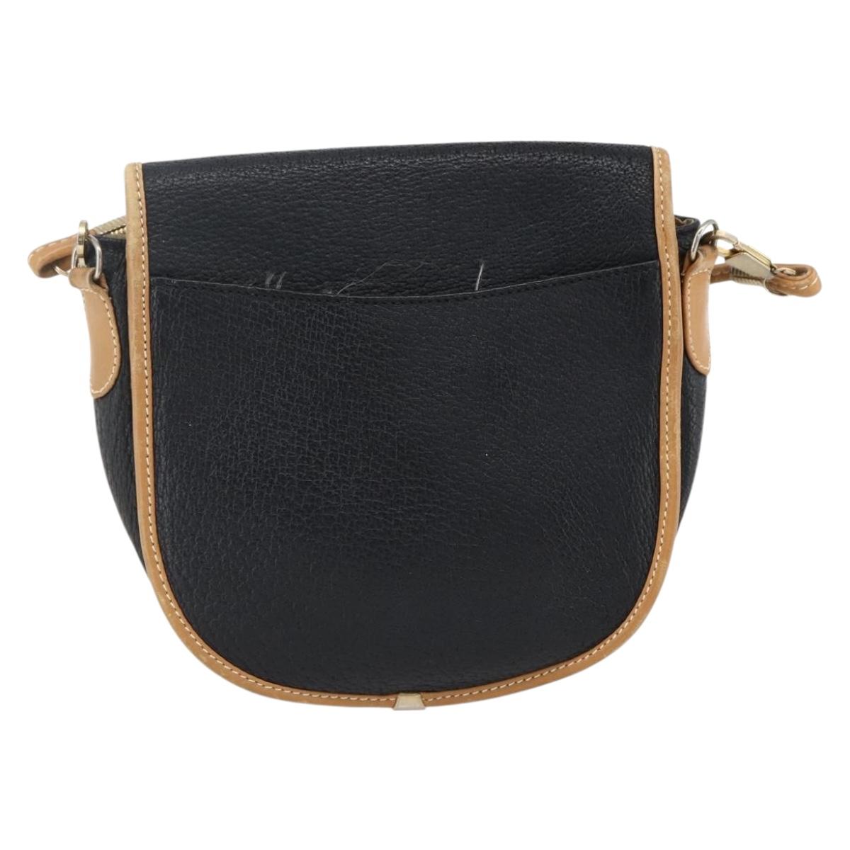 GUCCI Shoulder Bag Leather Black Gold Auth ep13083