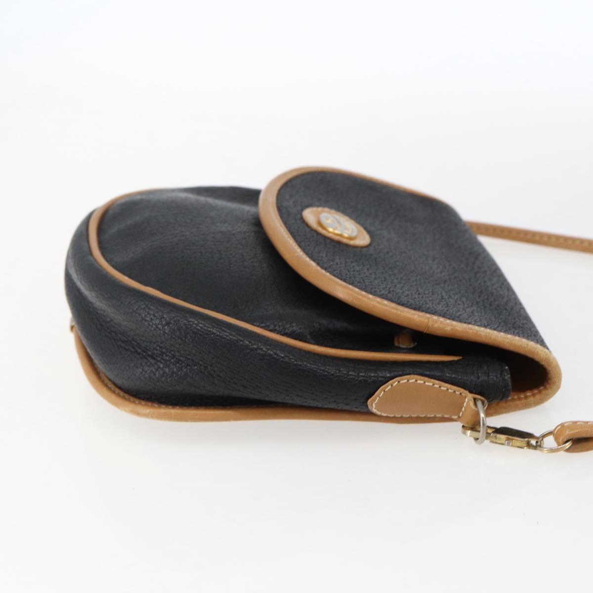 GUCCI Shoulder Bag Leather Black Gold Auth ep13083
