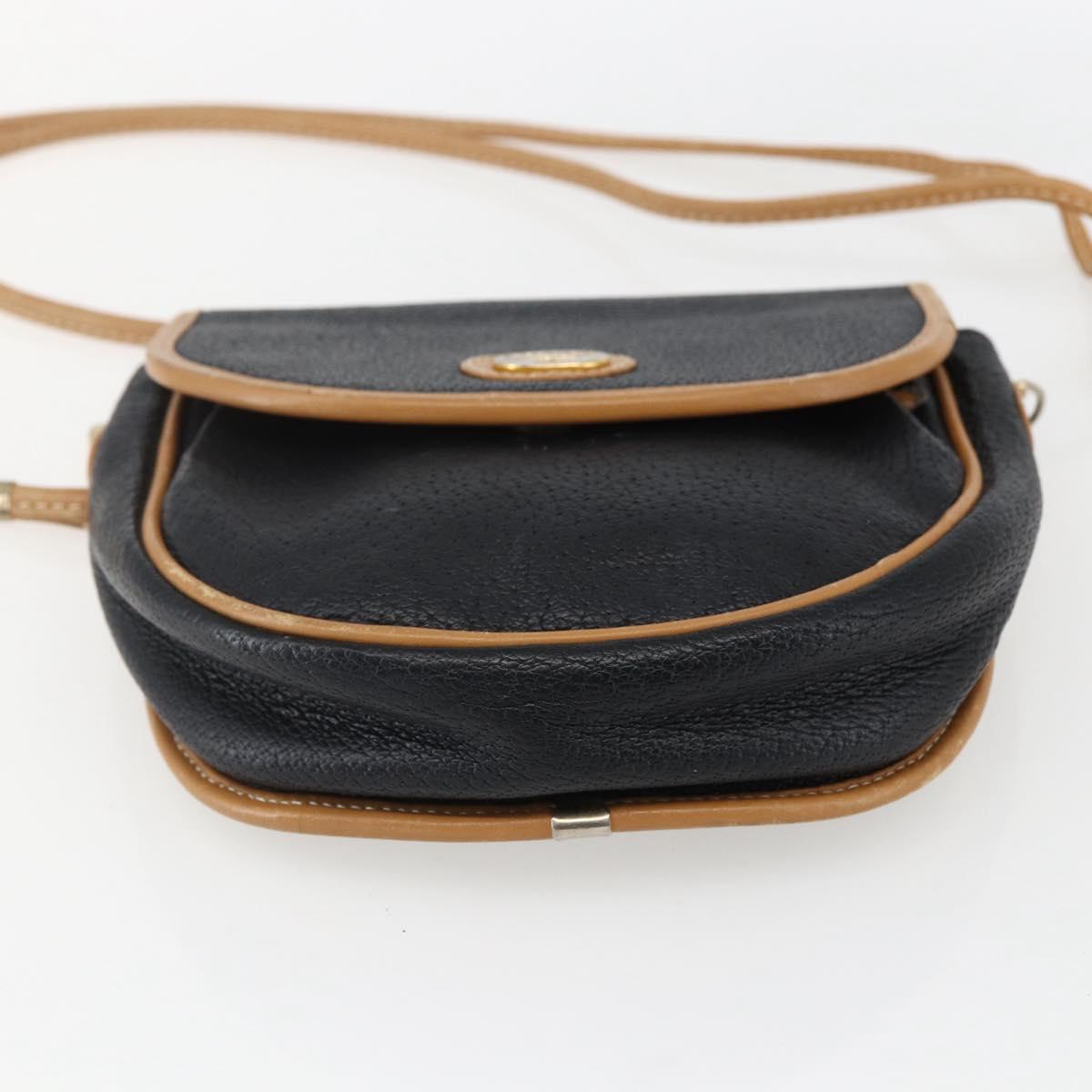 GUCCI Shoulder Bag Leather Black Gold Auth ep13083