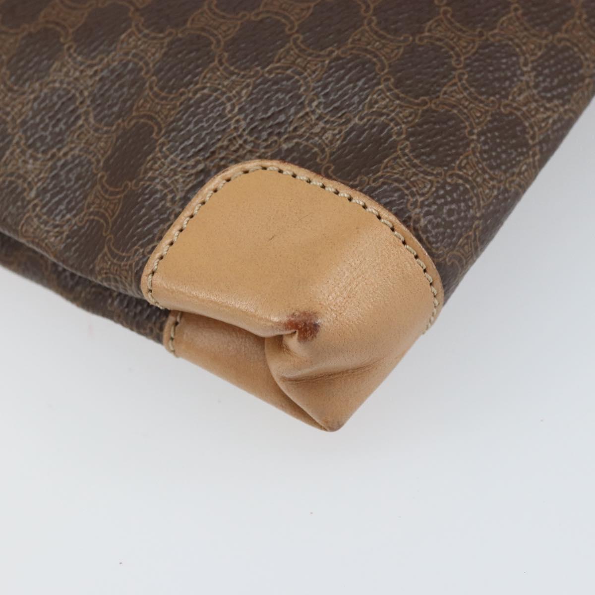 CELINE Macadam Canvas Hand Bag PVC Leather Brown Gold Auth ep13084