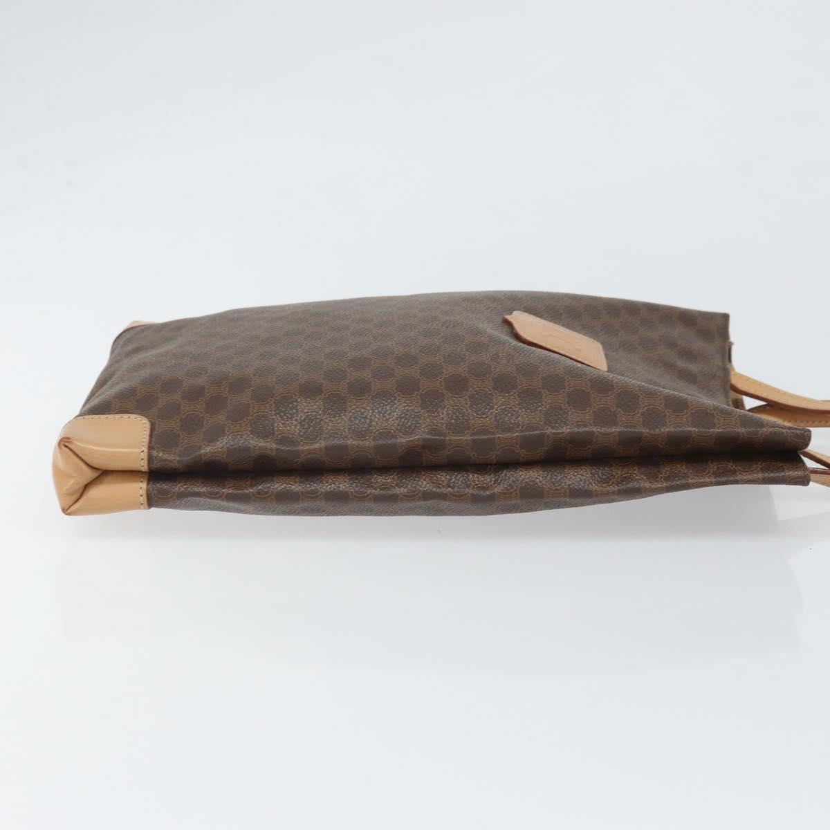CELINE Macadam Canvas Hand Bag PVC Leather Brown Gold Auth ep13084
