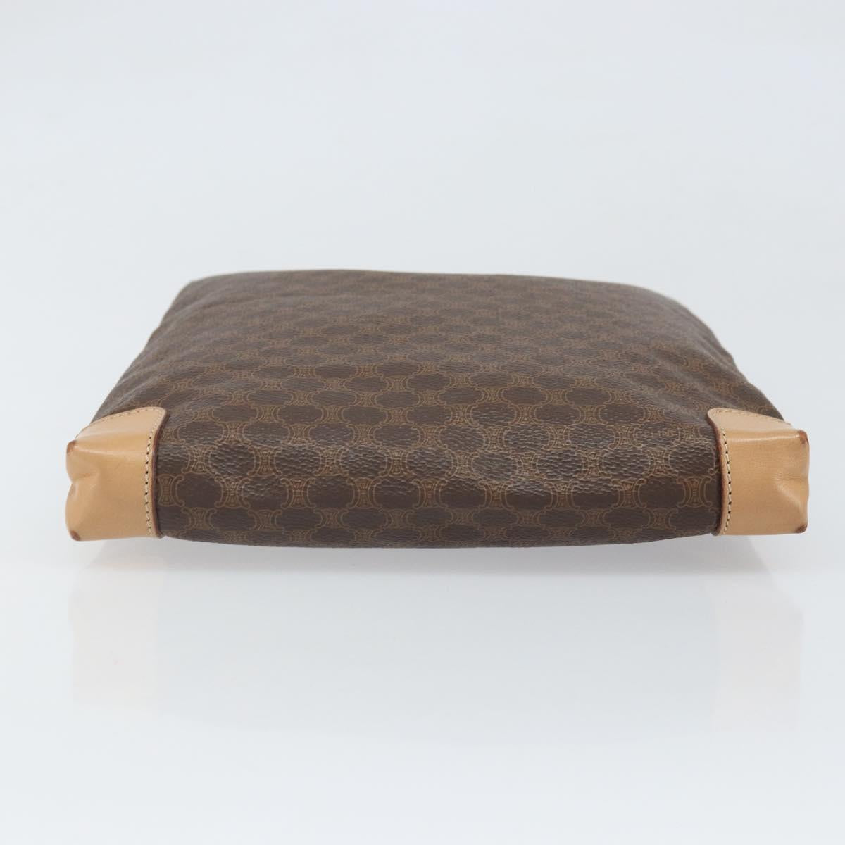 CELINE Macadam Canvas Hand Bag PVC Leather Brown Gold Auth ep13084