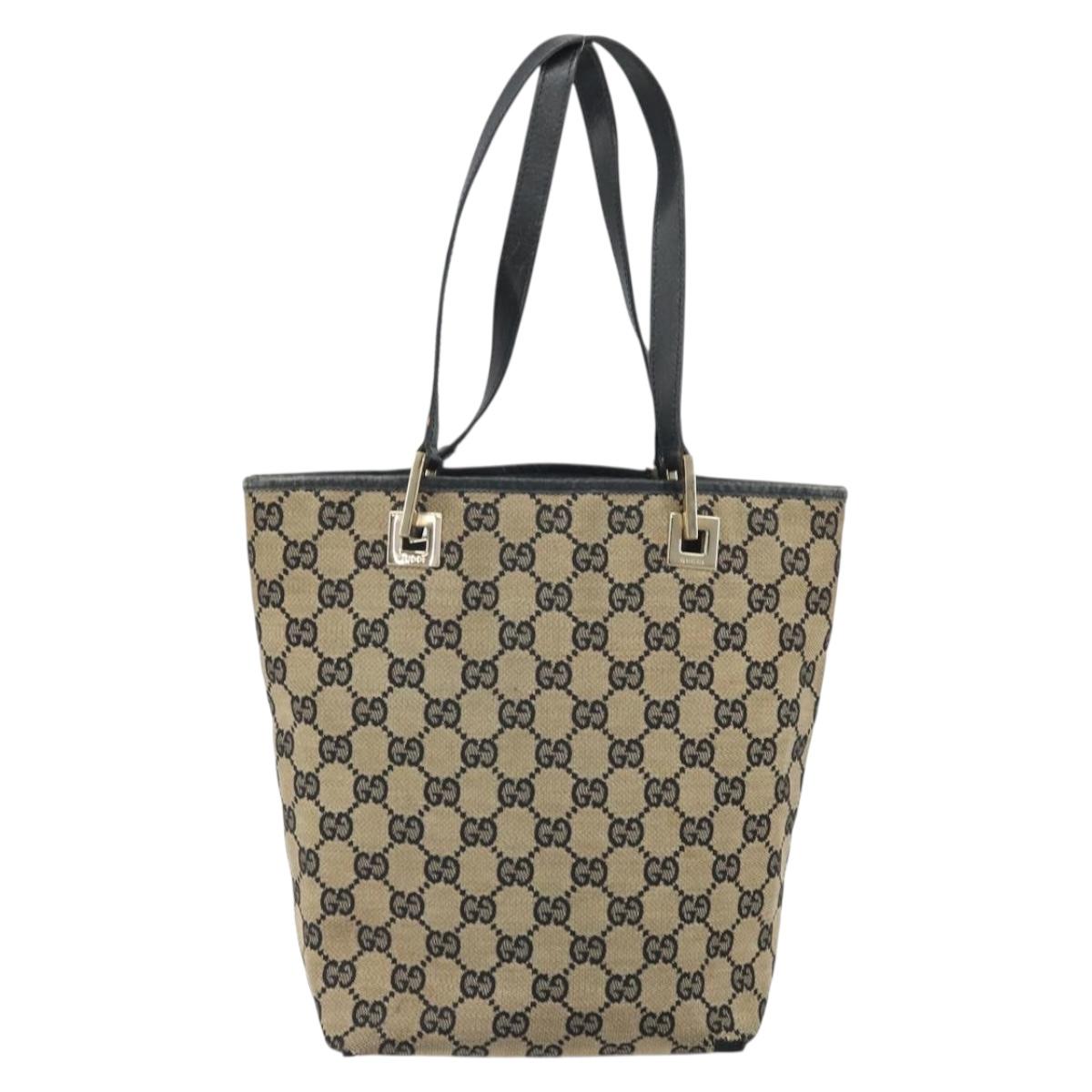 GUCCI GG Canvas Tote Bag Gold Navy 002 1099 2404 Auth ep13085