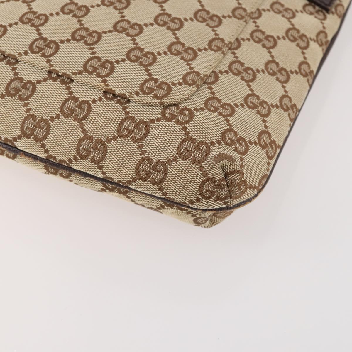 GUCCI GG Canvas Shoulder Bag Beige Silver 122793 Auth ep13100