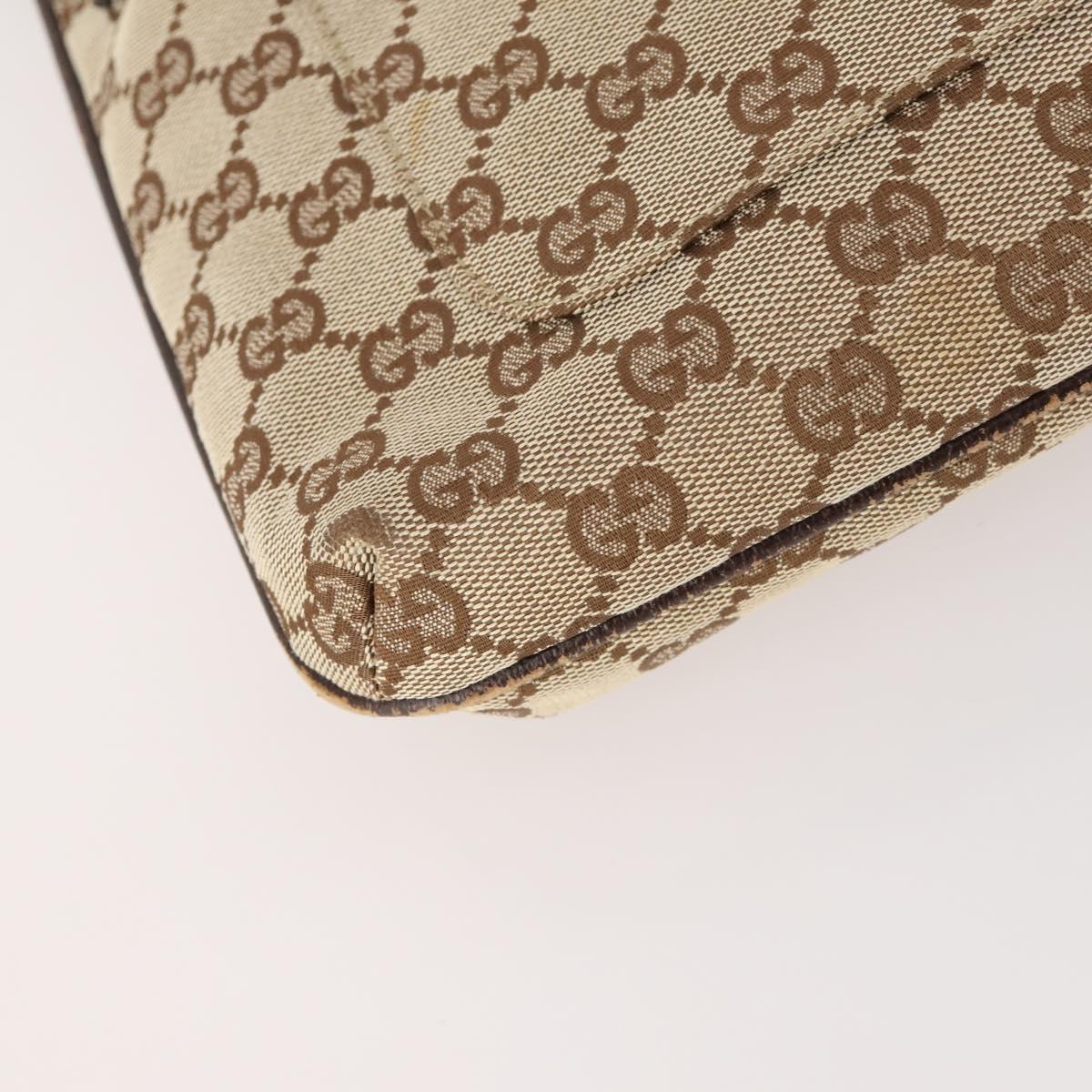 GUCCI GG Canvas Shoulder Bag Beige Silver 122793 Auth ep13100