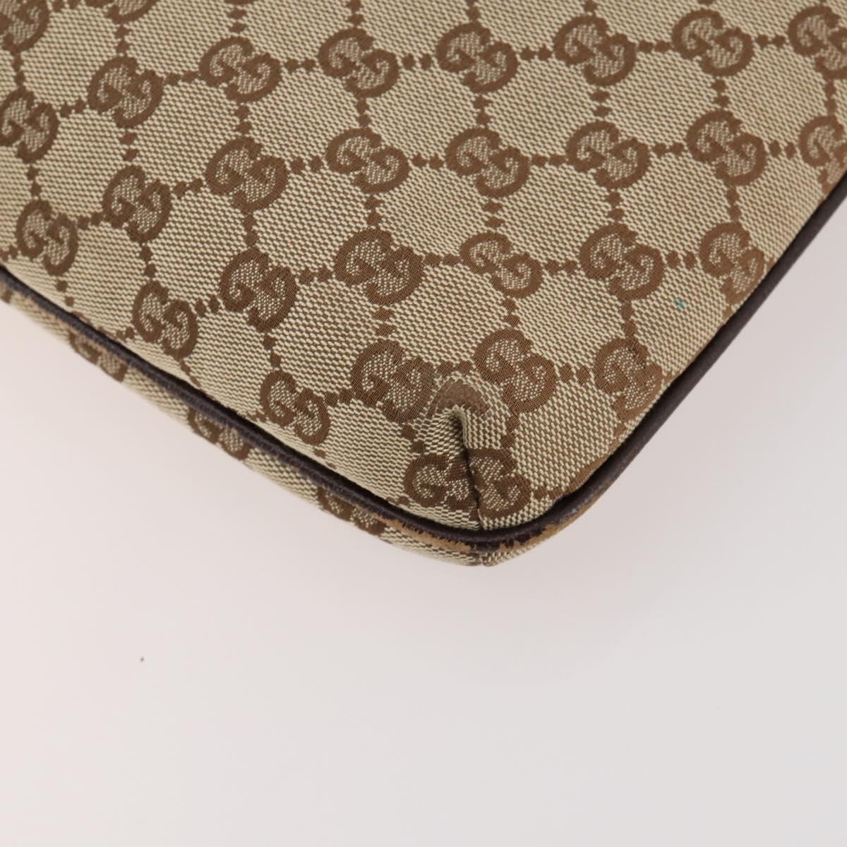 GUCCI GG Canvas Shoulder Bag Beige Silver 122793 Auth ep13100
