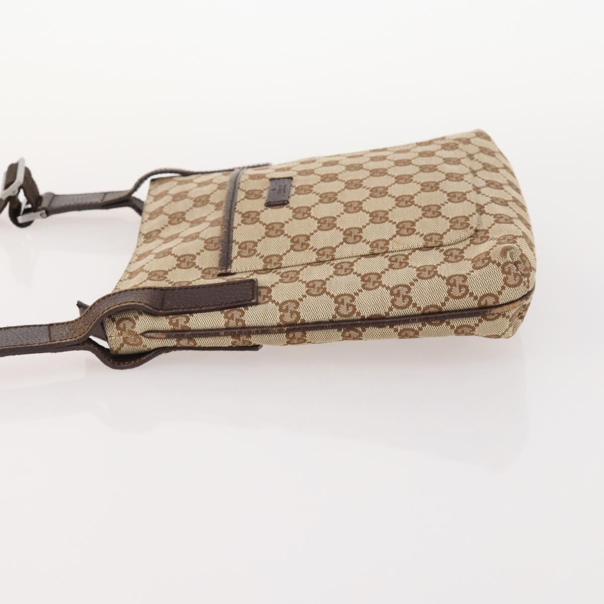 GUCCI GG Canvas Shoulder Bag Beige Silver 122793 Auth ep13100