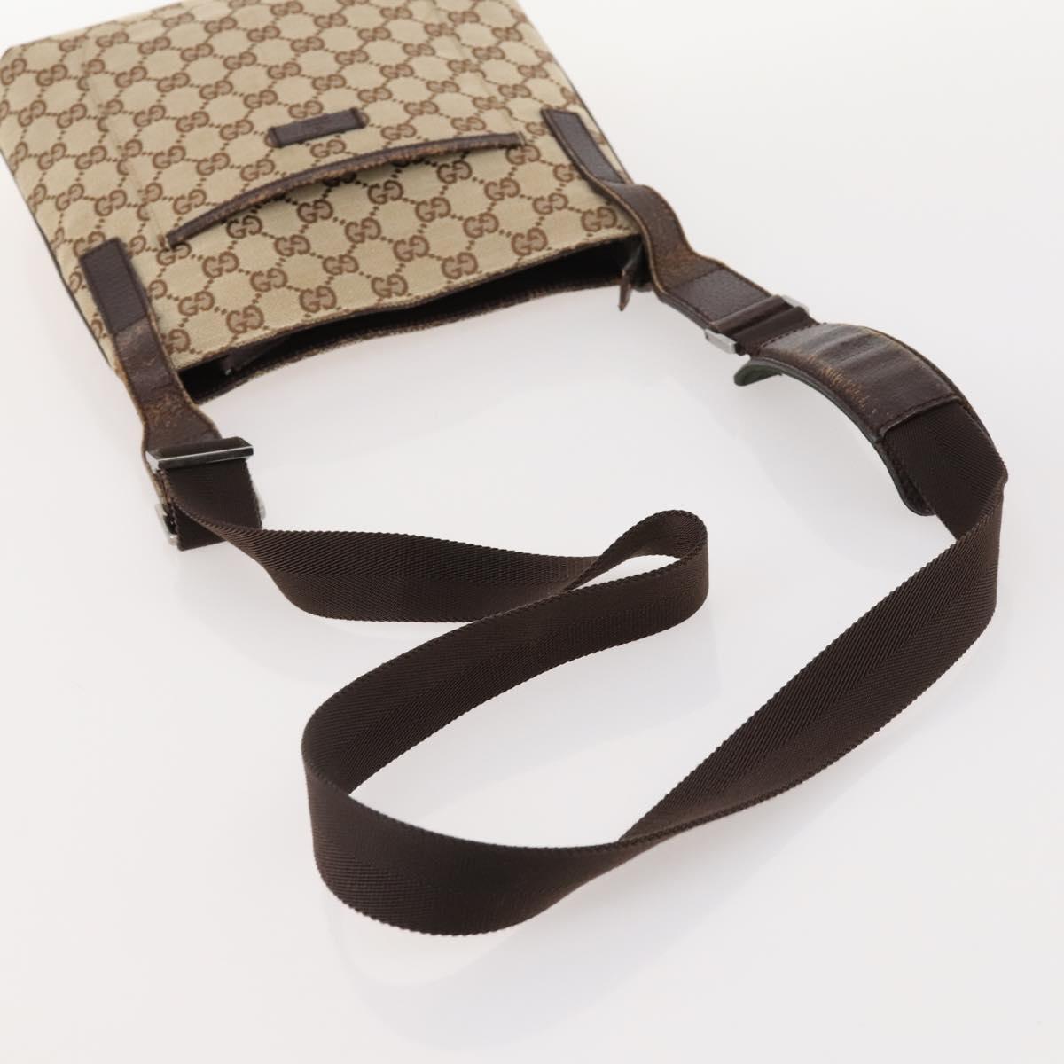GUCCI GG Canvas Shoulder Bag Beige Silver 122793 Auth ep13100