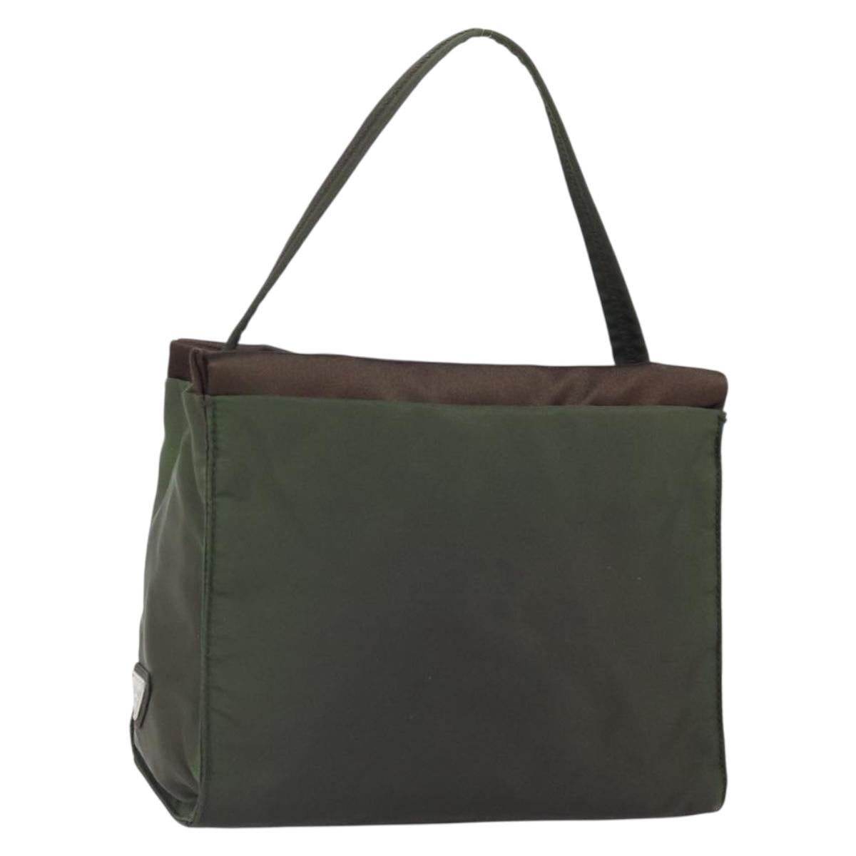 PRADA Shoulder Bag Nylon Khaki Silver Auth ep13101