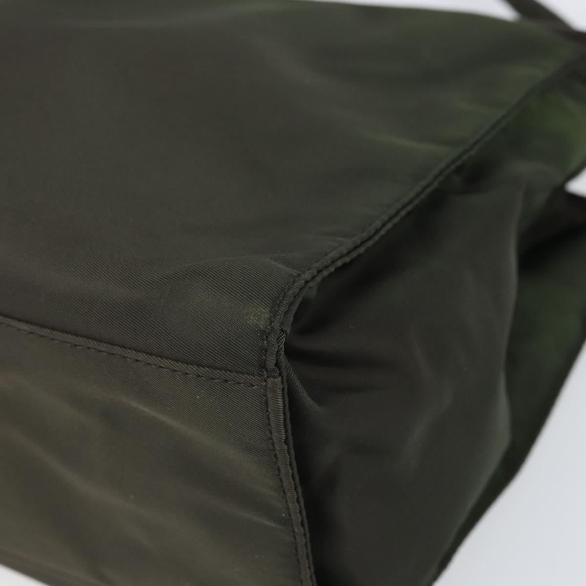 PRADA Shoulder Bag Nylon Khaki Silver Auth ep13101