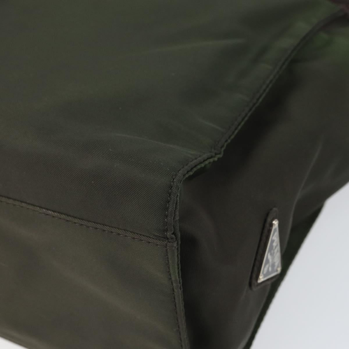 PRADA Shoulder Bag Nylon Khaki Silver Auth ep13101
