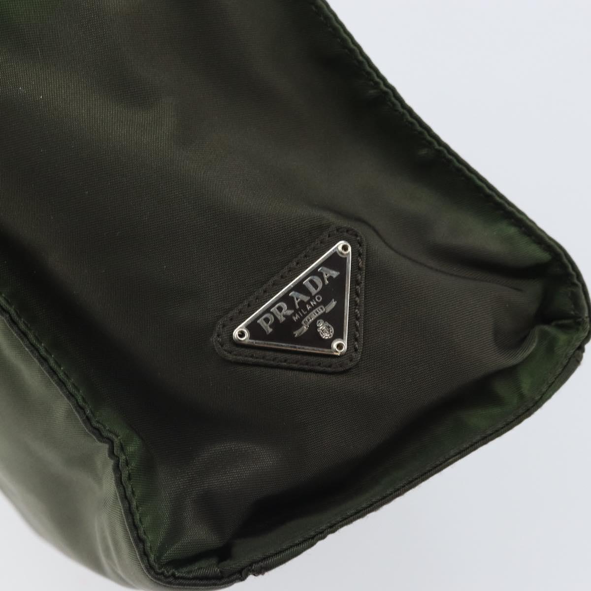 PRADA Shoulder Bag Nylon Khaki Silver Auth ep13101