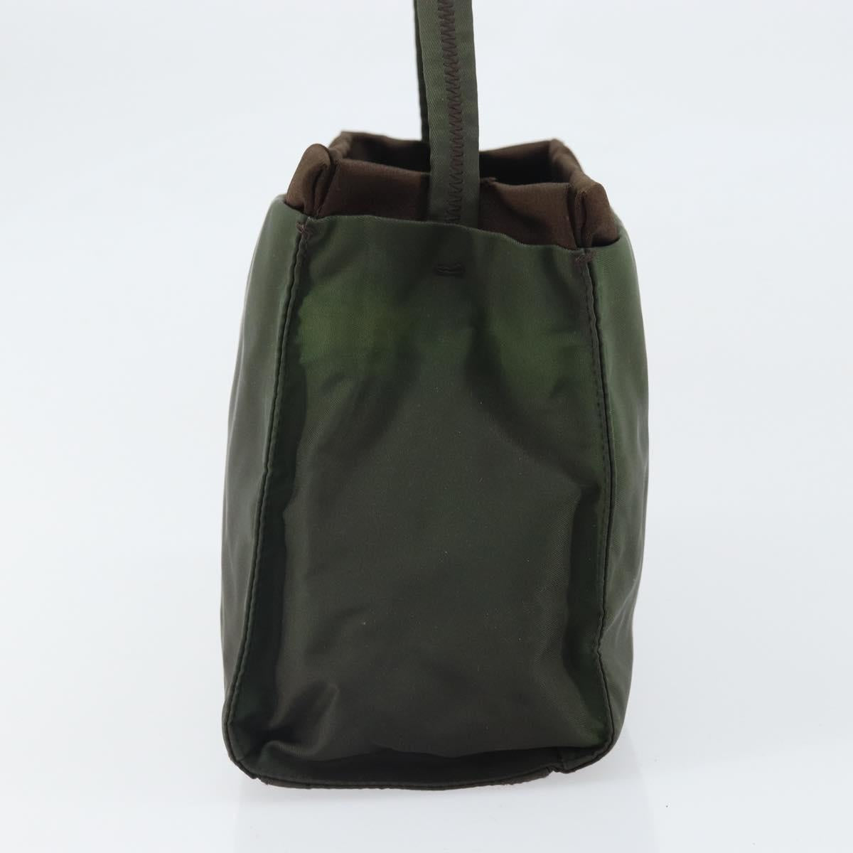 PRADA Shoulder Bag Nylon Khaki Silver Auth ep13101