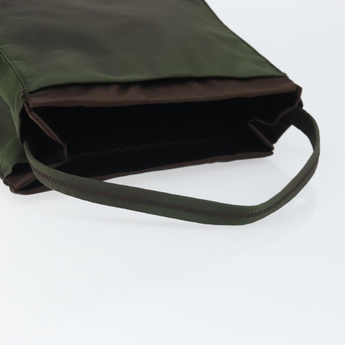 PRADA Shoulder Bag Nylon Khaki Silver Auth ep13101