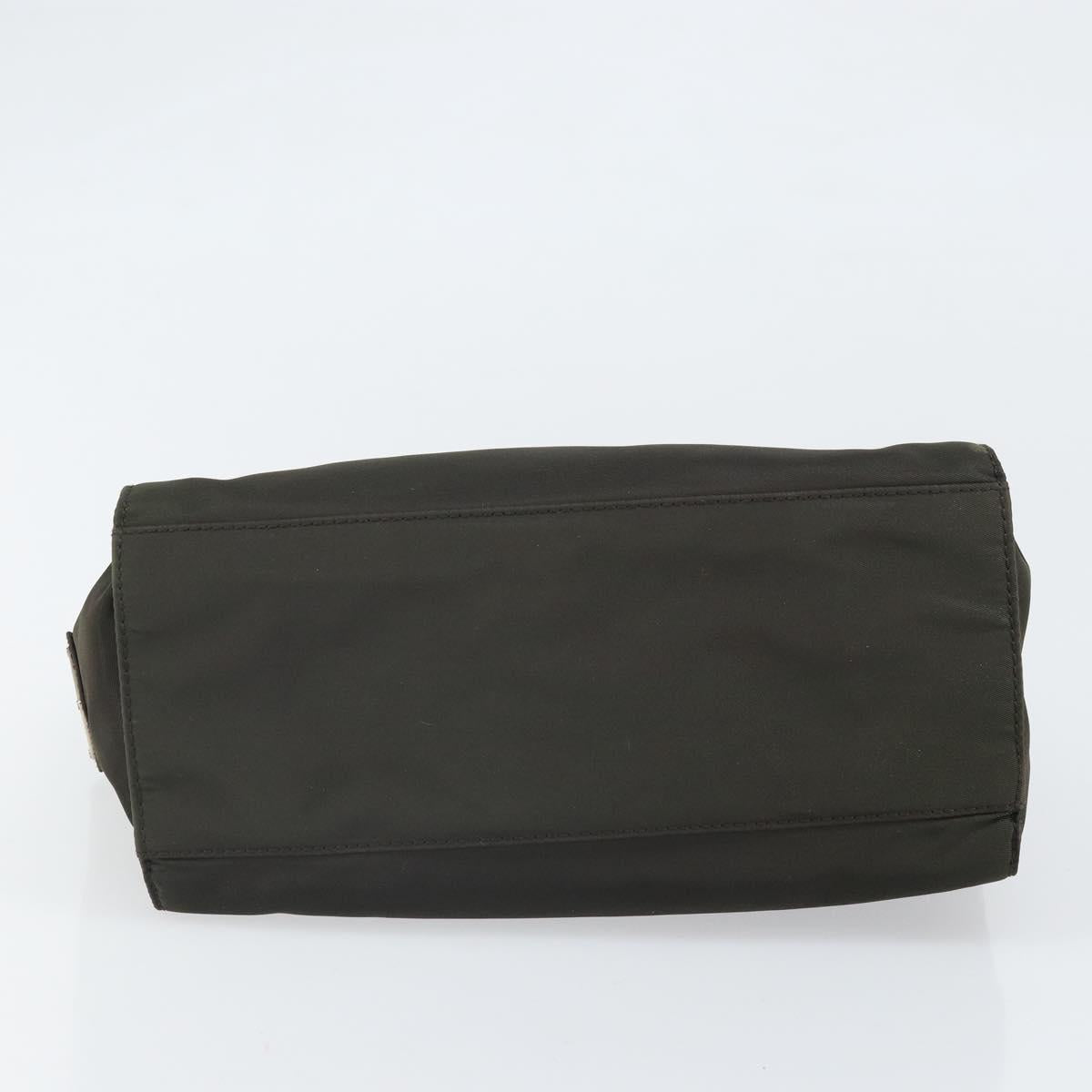 PRADA Shoulder Bag Nylon Khaki Silver Auth ep13101
