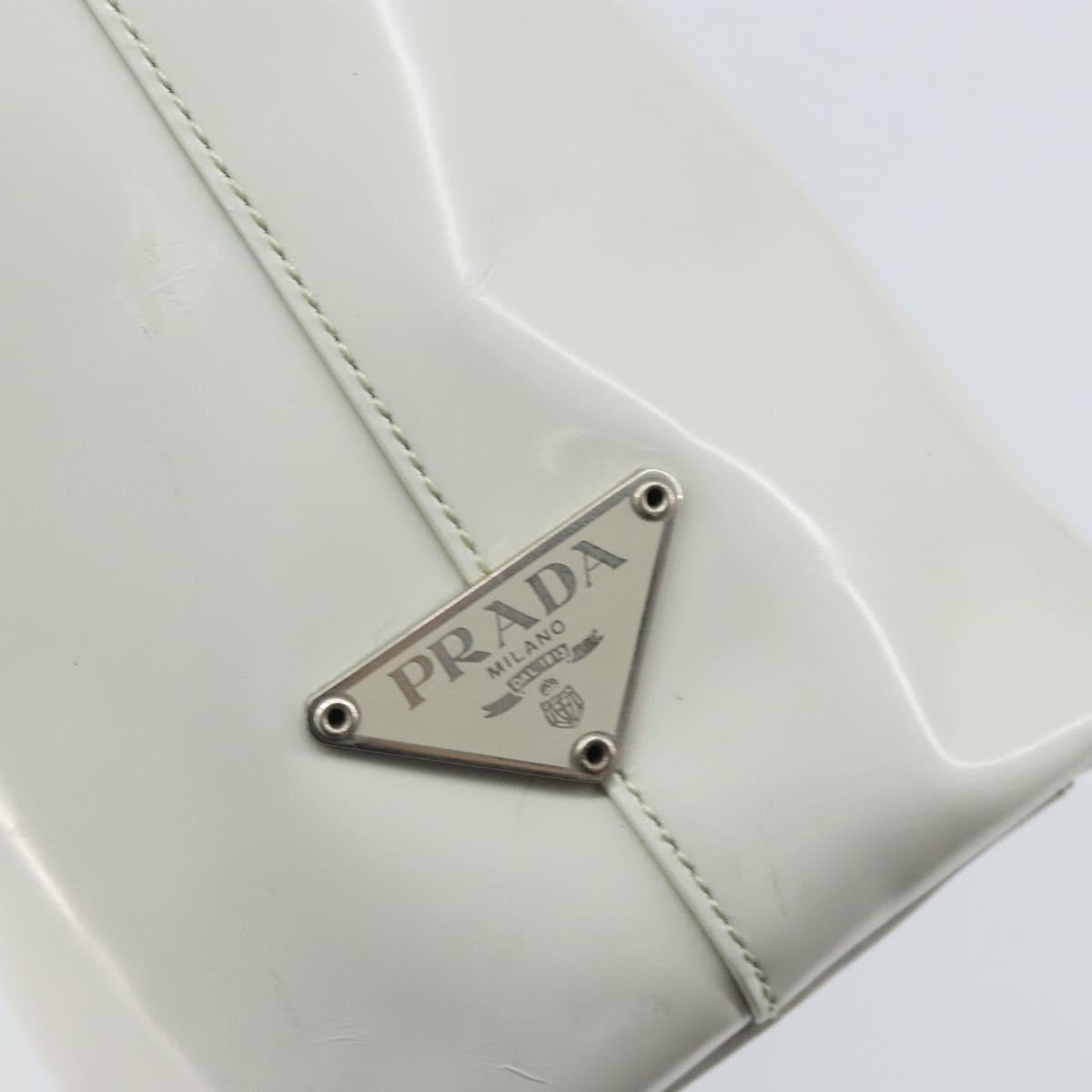 PRADA Hand Bag Patent leather Gray Silver Auth ep13103