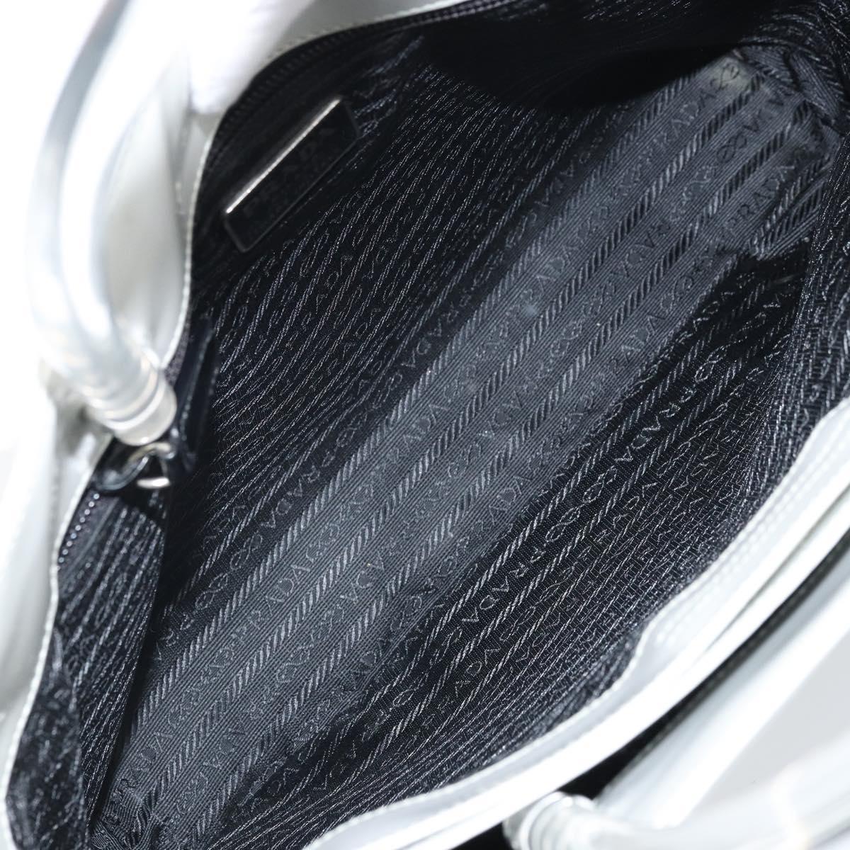 PRADA Hand Bag Patent leather Gray Silver Auth ep13103