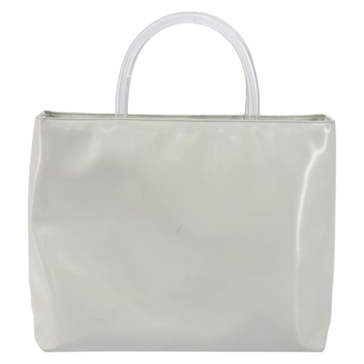 PRADA Hand Bag Patent leather Gray Silver Auth ep13103