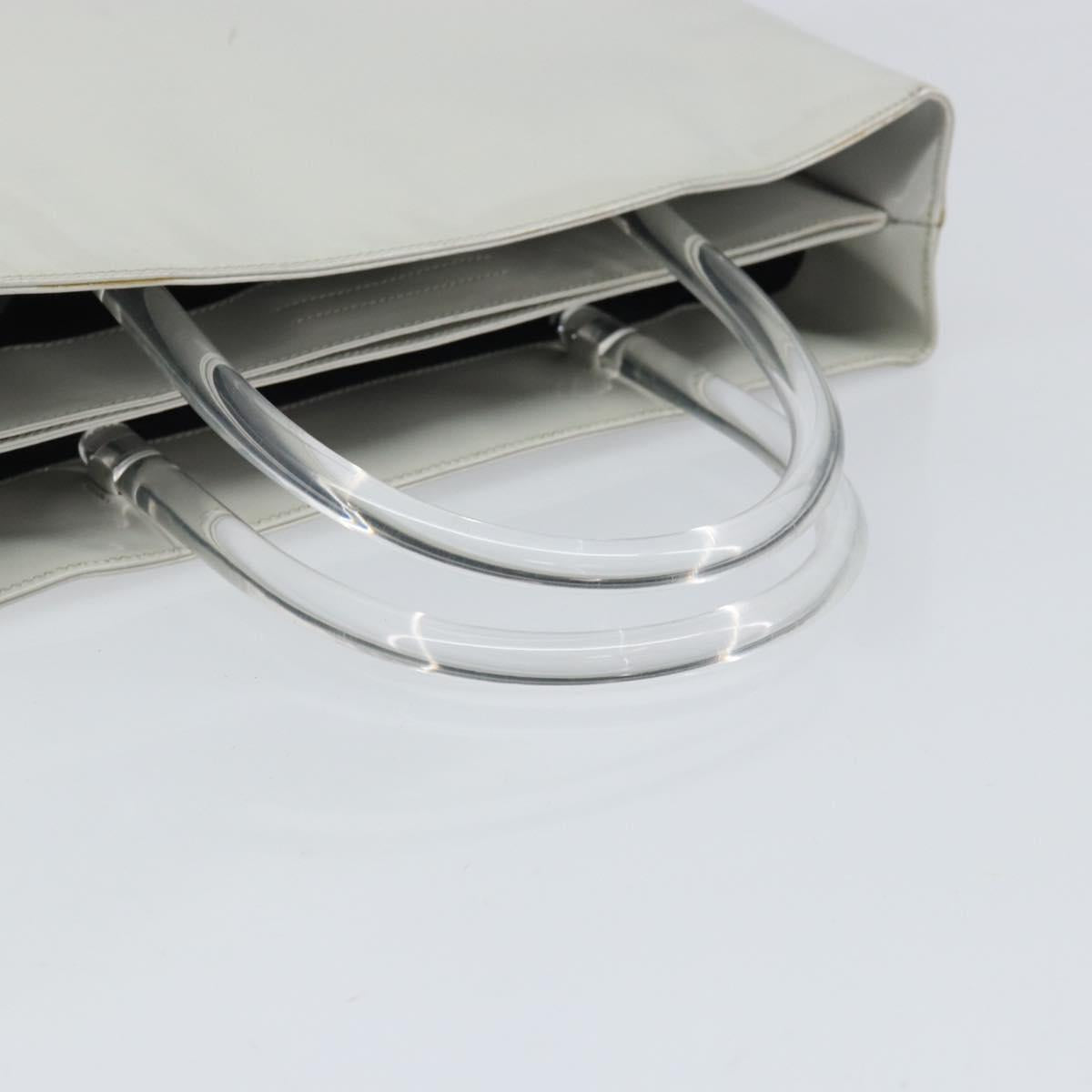 PRADA Hand Bag Patent leather Gray Silver Auth ep13103