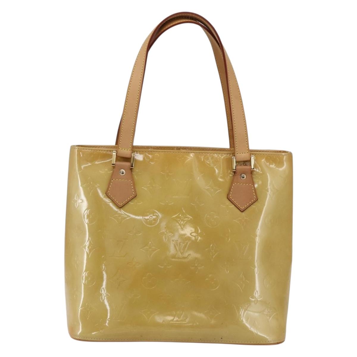 LOUIS VUITTON Monogram Vernis Houston Hand Bag Beige M91004 LV Auth ep13106