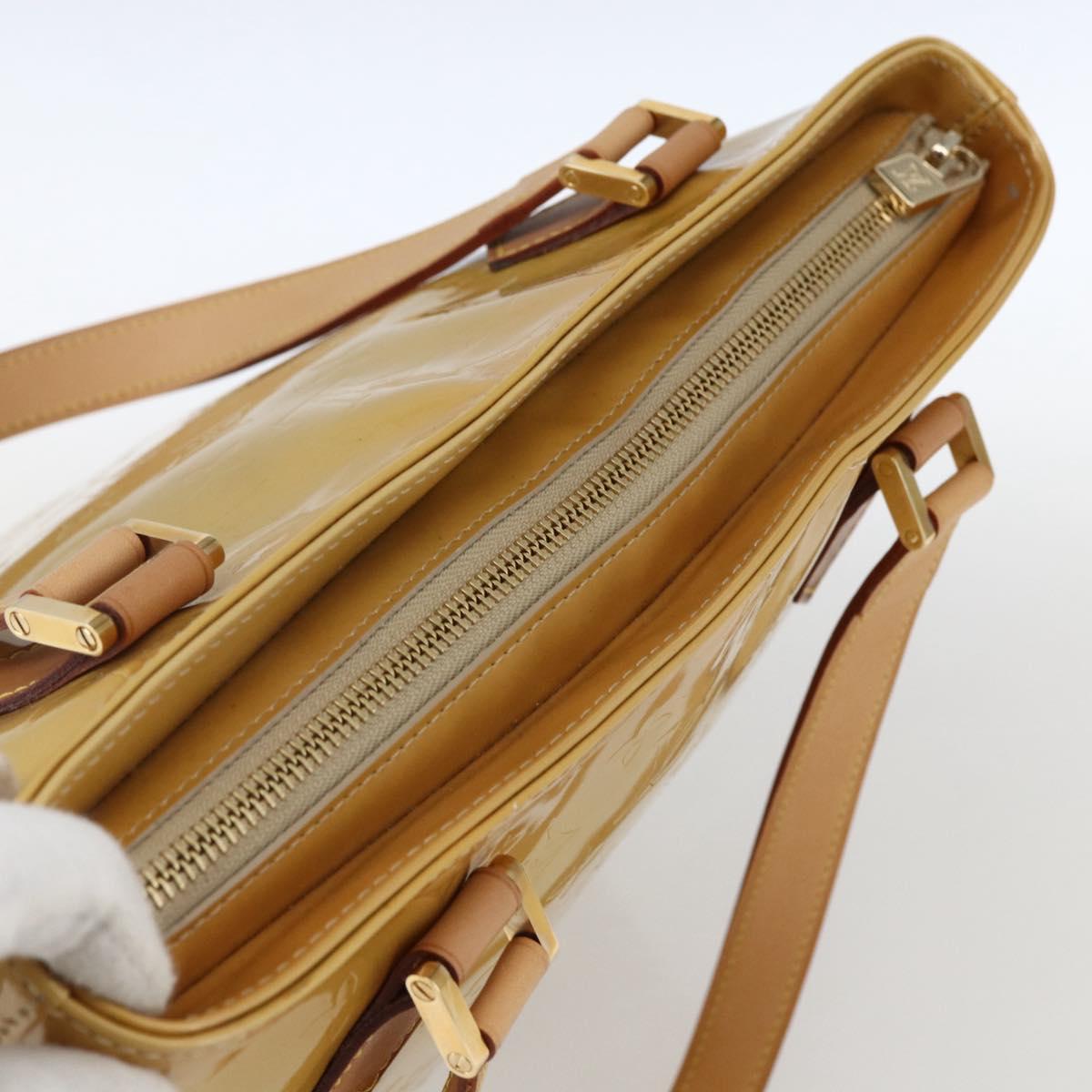 LOUIS VUITTON Monogram Vernis Houston Hand Bag Beige M91004 LV Auth ep13106