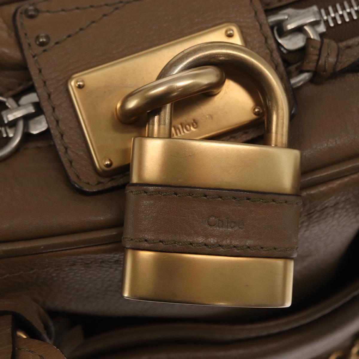 Chloe Paddington Hand Bag Leather Brown Gold Silver Auth ep13108V