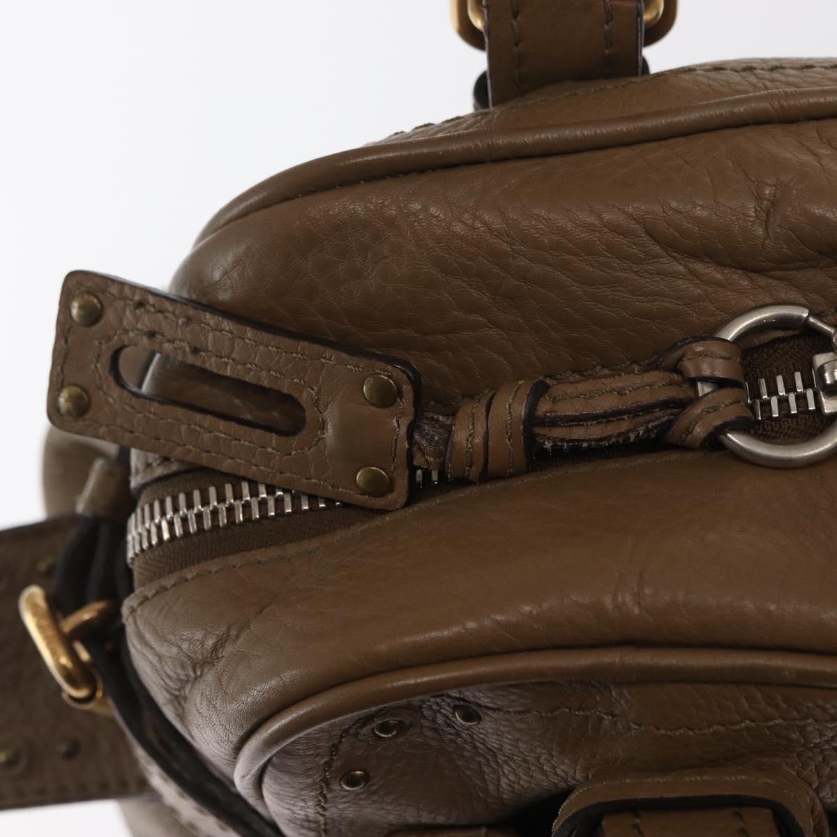 Chloe Paddington Hand Bag Leather Brown Gold Silver Auth ep13108V