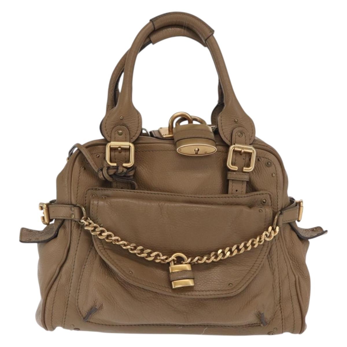Chloe Paddington Hand Bag Leather Brown Gold Silver Auth ep13108V
