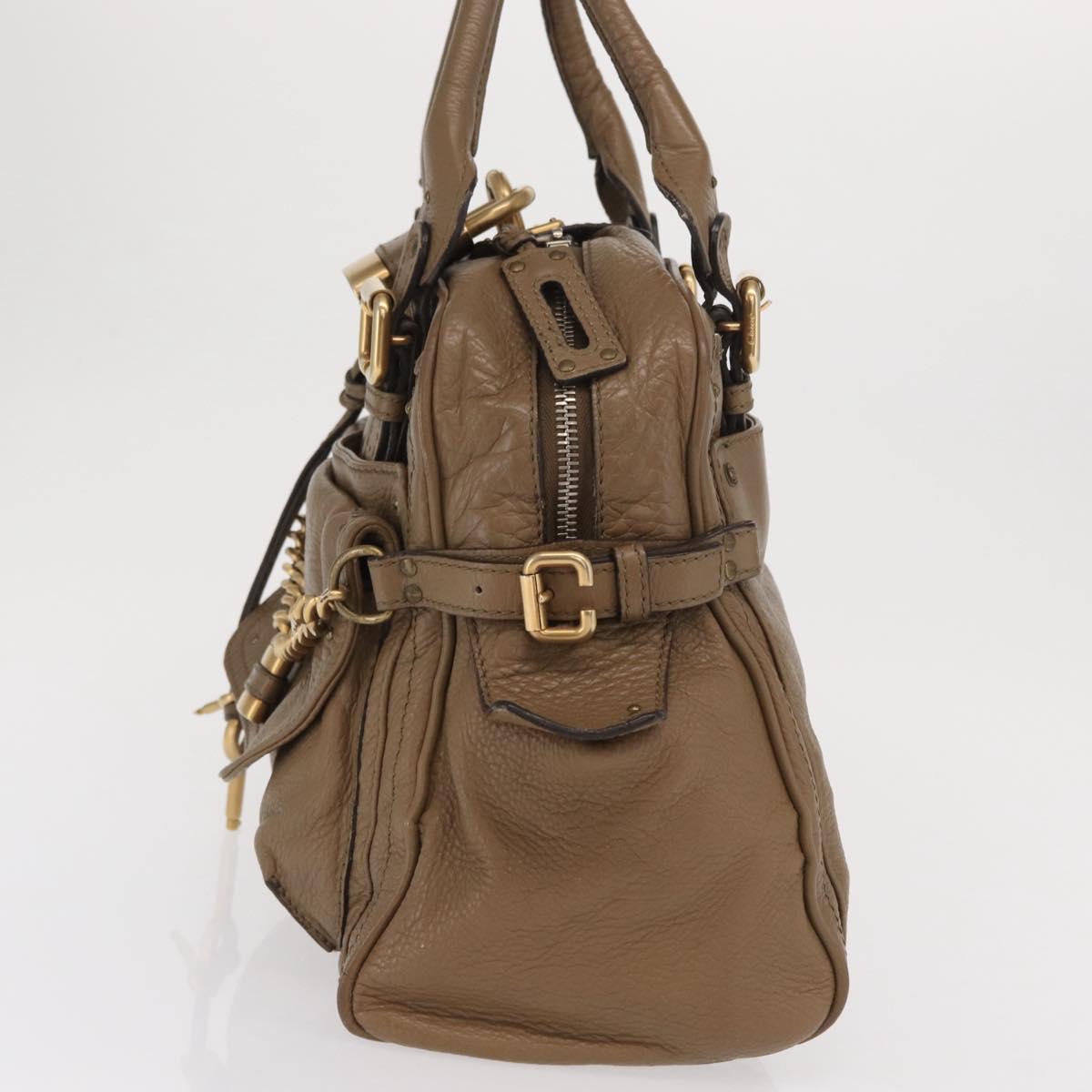 Chloe Paddington Hand Bag Leather Brown Gold Silver Auth ep13108V