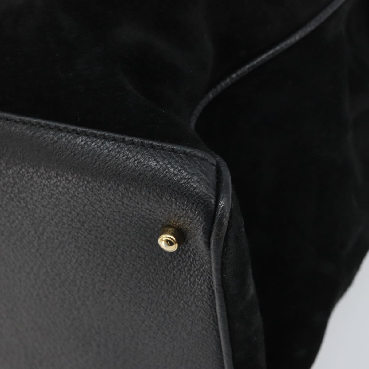 GUCCI Bamboo Tote Bag Suede Leather Black Gold 002 2855 0322 0 Auth ep13109