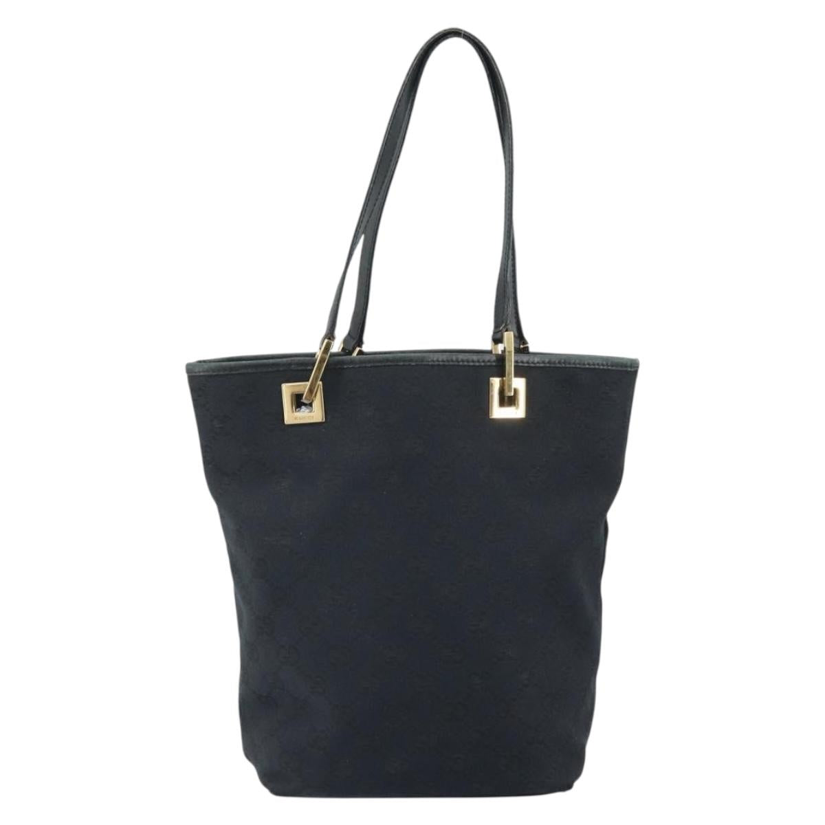 GUCCI GG Canvas Tote Bag Black Gold 002 1099 Auth ep13113