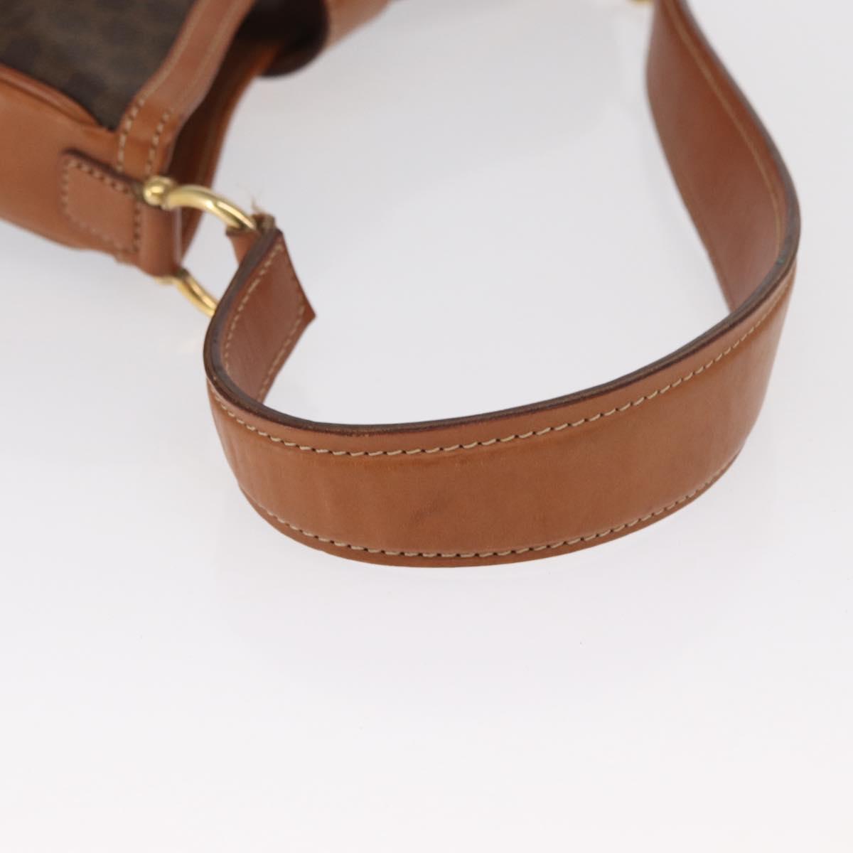 CELINE Macadam Canvas Shoulder Bag PVC Leather Brown Gold Auth ep13120