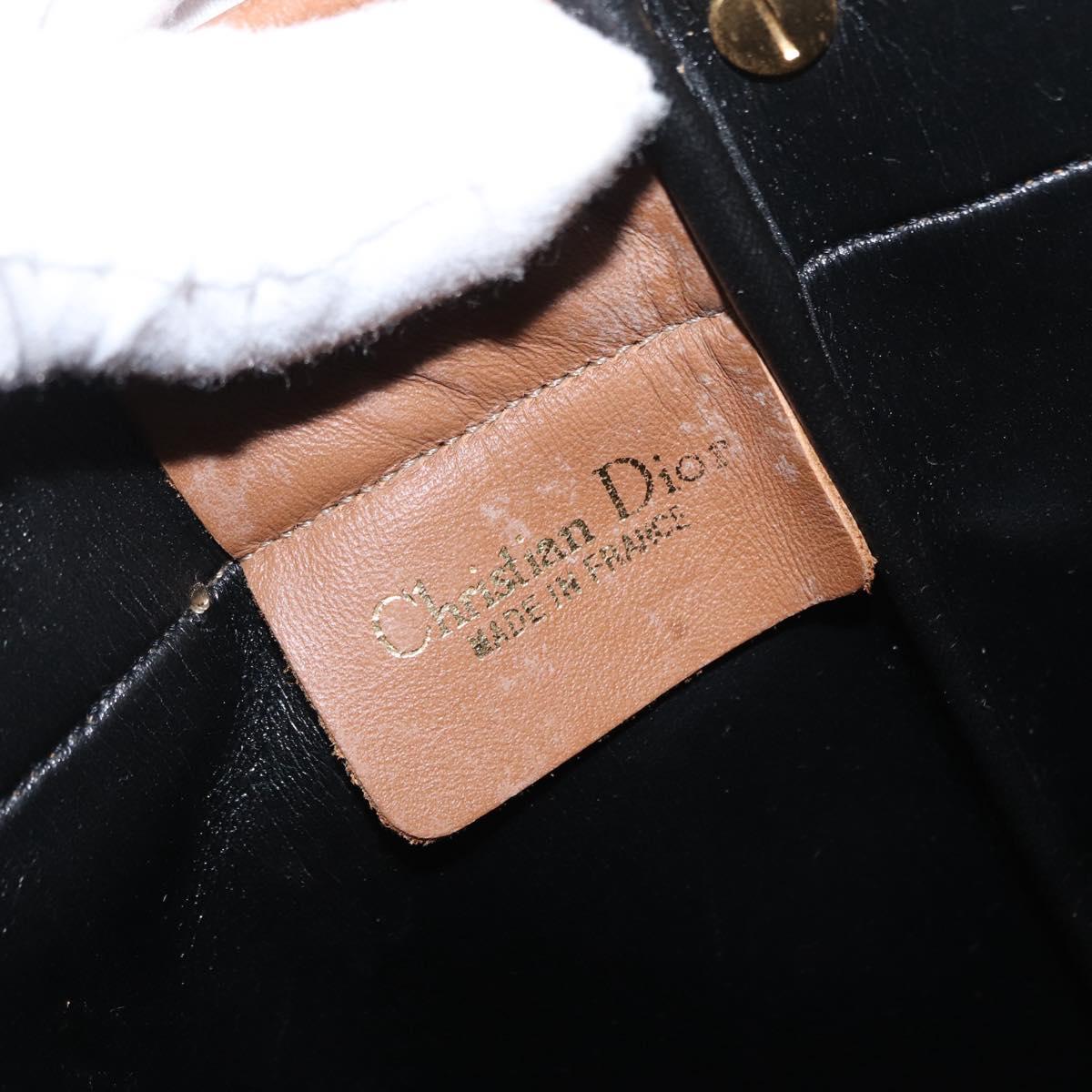 Christian Dior Honeycomb Canvas Tote Bag PVC Black Gold Auth ep13121