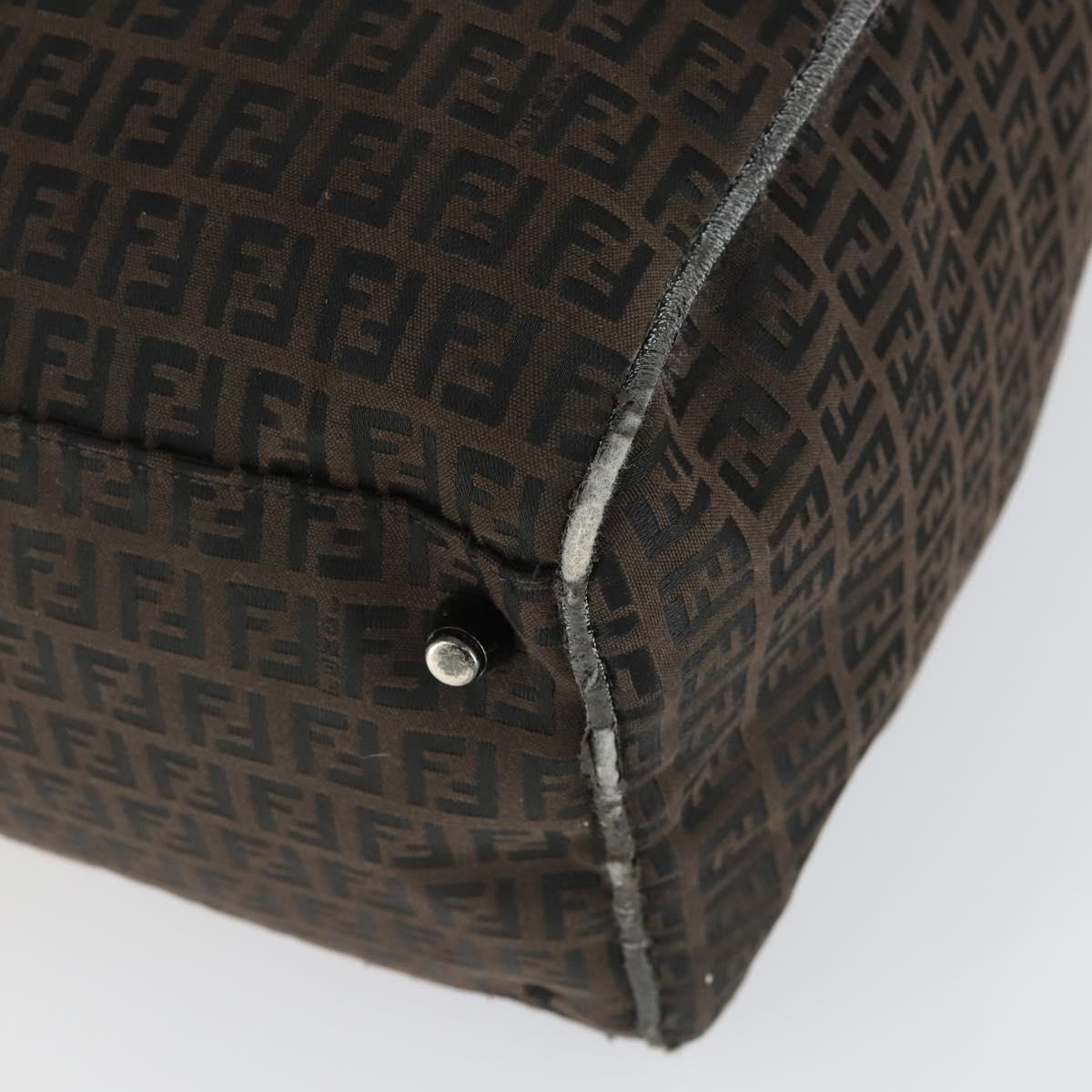 FENDI Zucchino Canvas Boston Bag Black Brown Auth ep13122