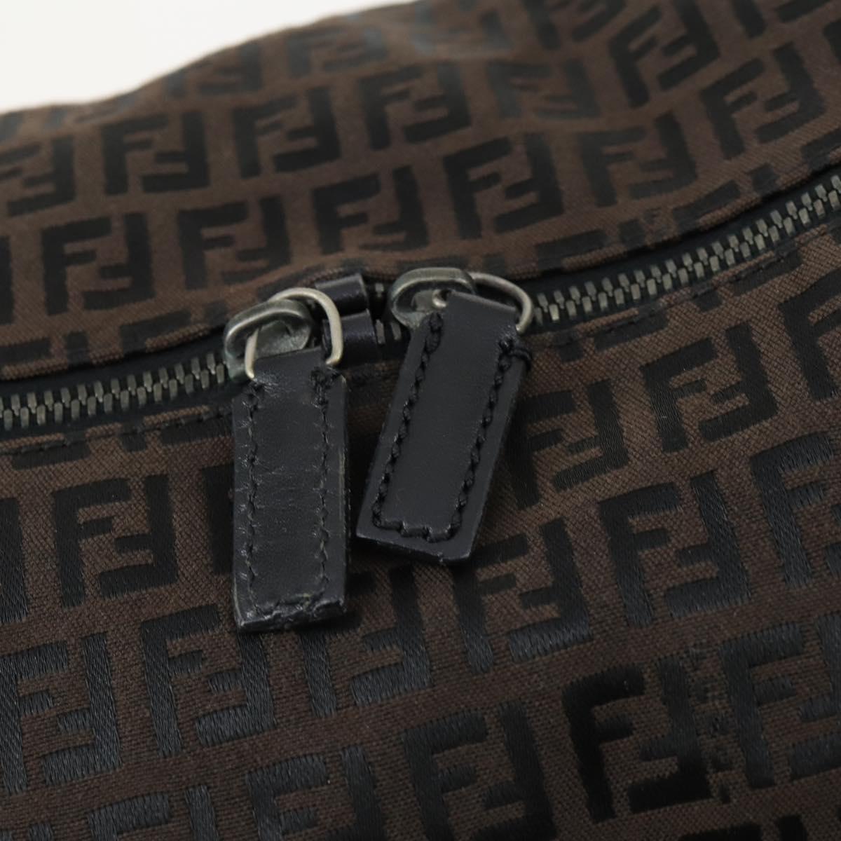 FENDI Zucchino Canvas Boston Bag Black Brown Auth ep13122