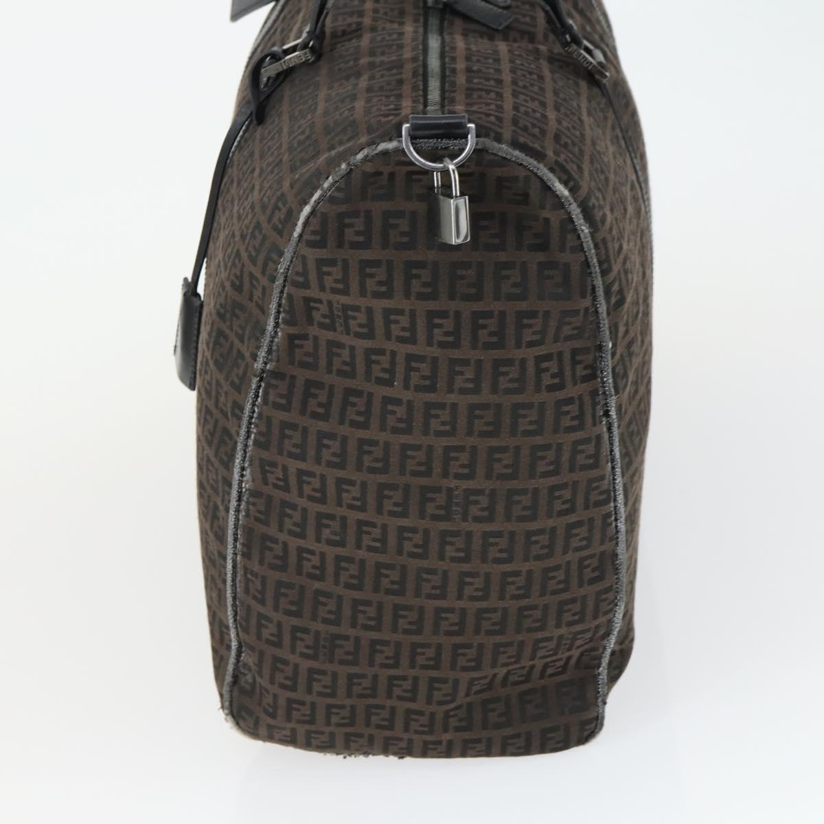 FENDI Zucchino Canvas Boston Bag Black Brown Auth ep13122