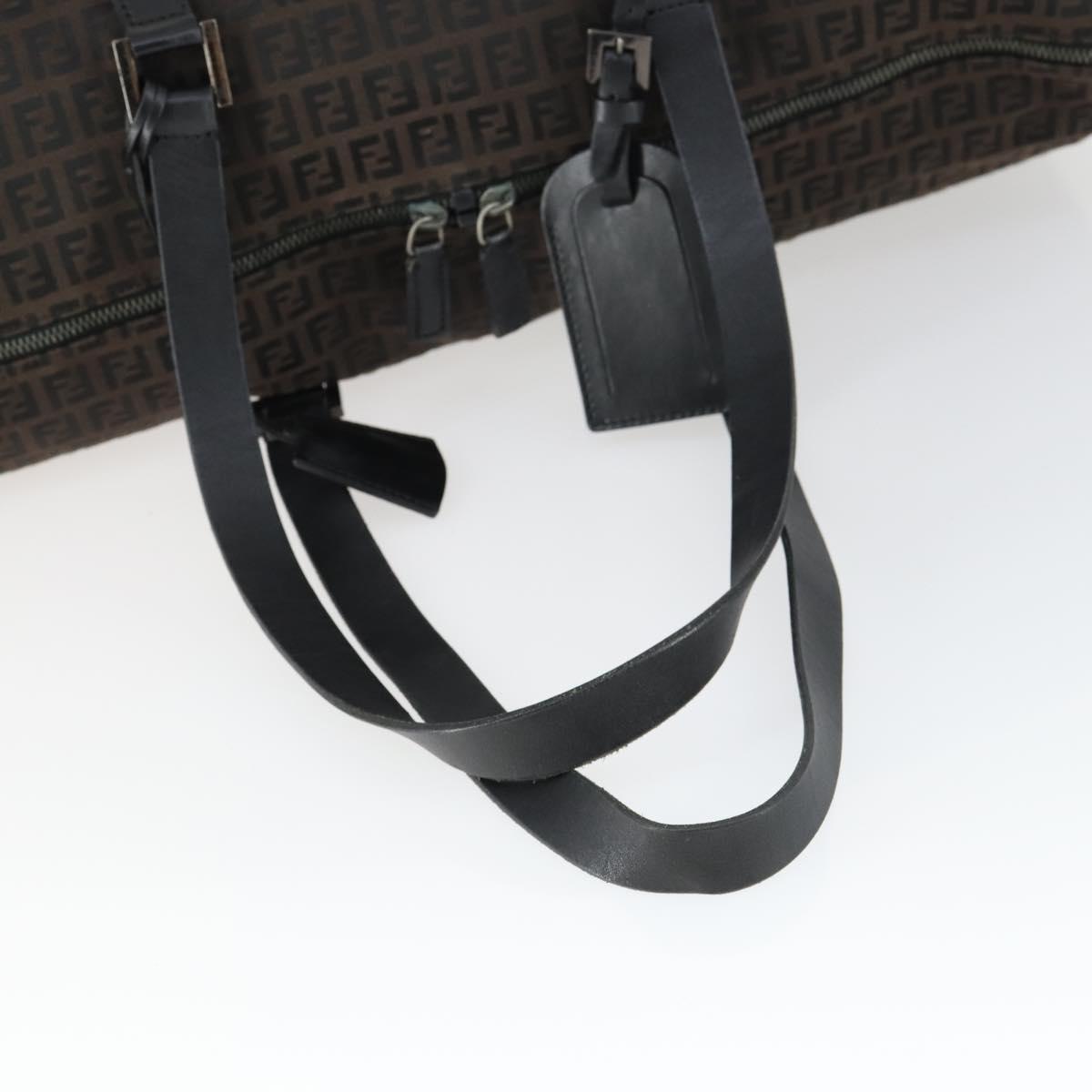 FENDI Zucchino Canvas Boston Bag Black Brown Auth ep13122