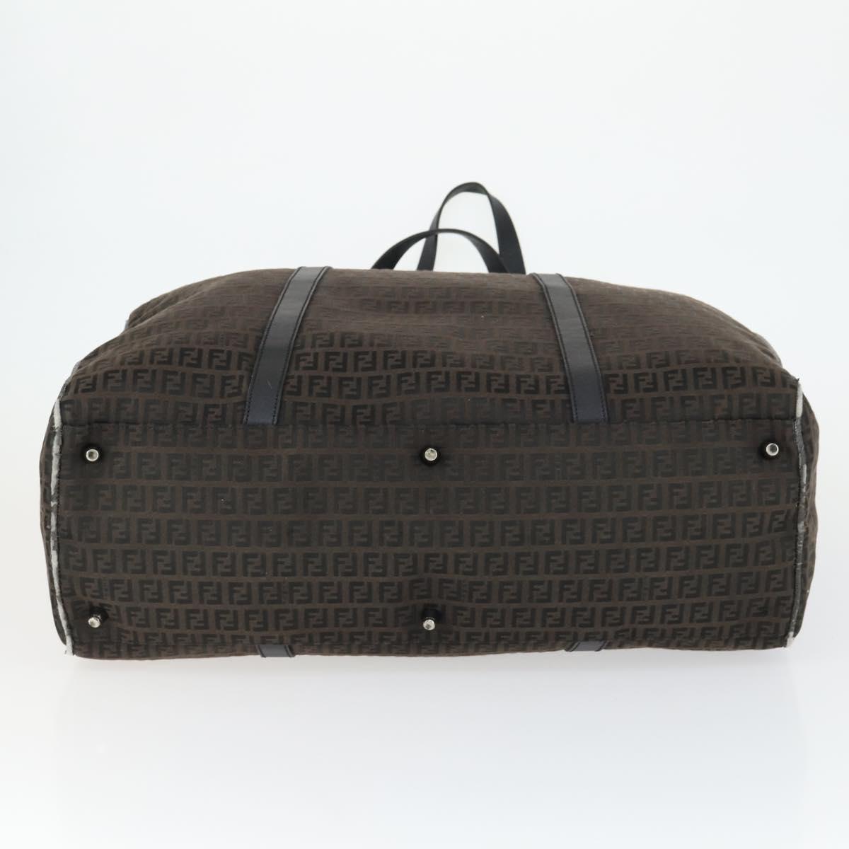 FENDI Zucchino Canvas Boston Bag Black Brown Auth ep13122
