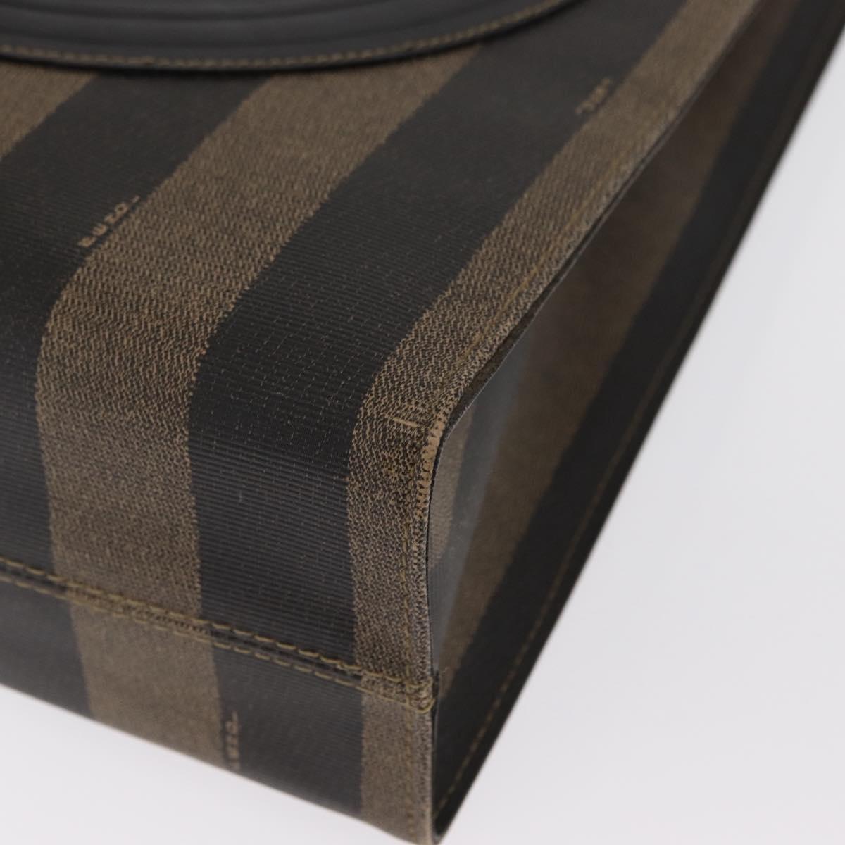 FENDI Pecan Canvas Tote Bag PVC Brown Black Auth ep13128