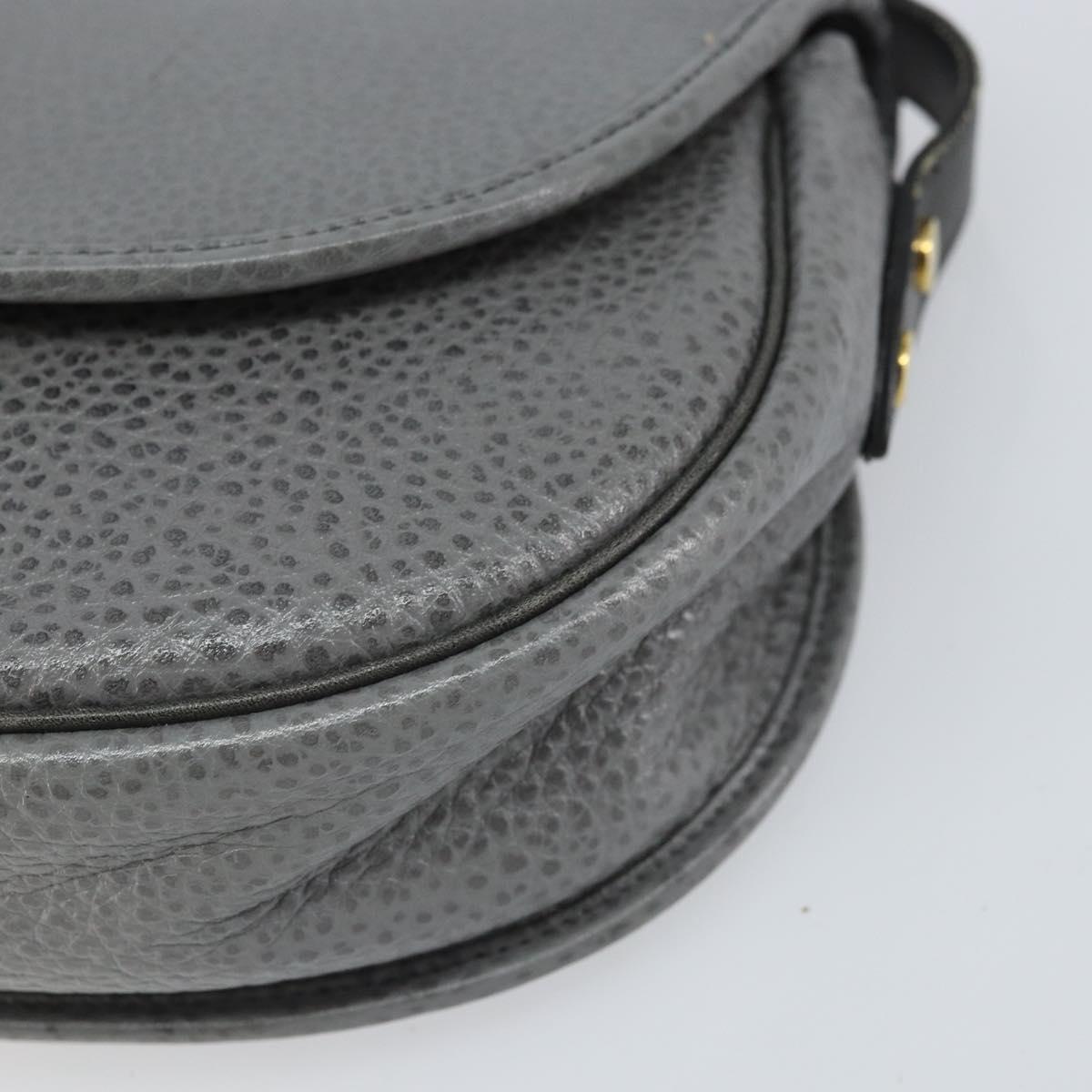 Christian Dior Shoulder Bag Leather Gray Gold Auth ep13132