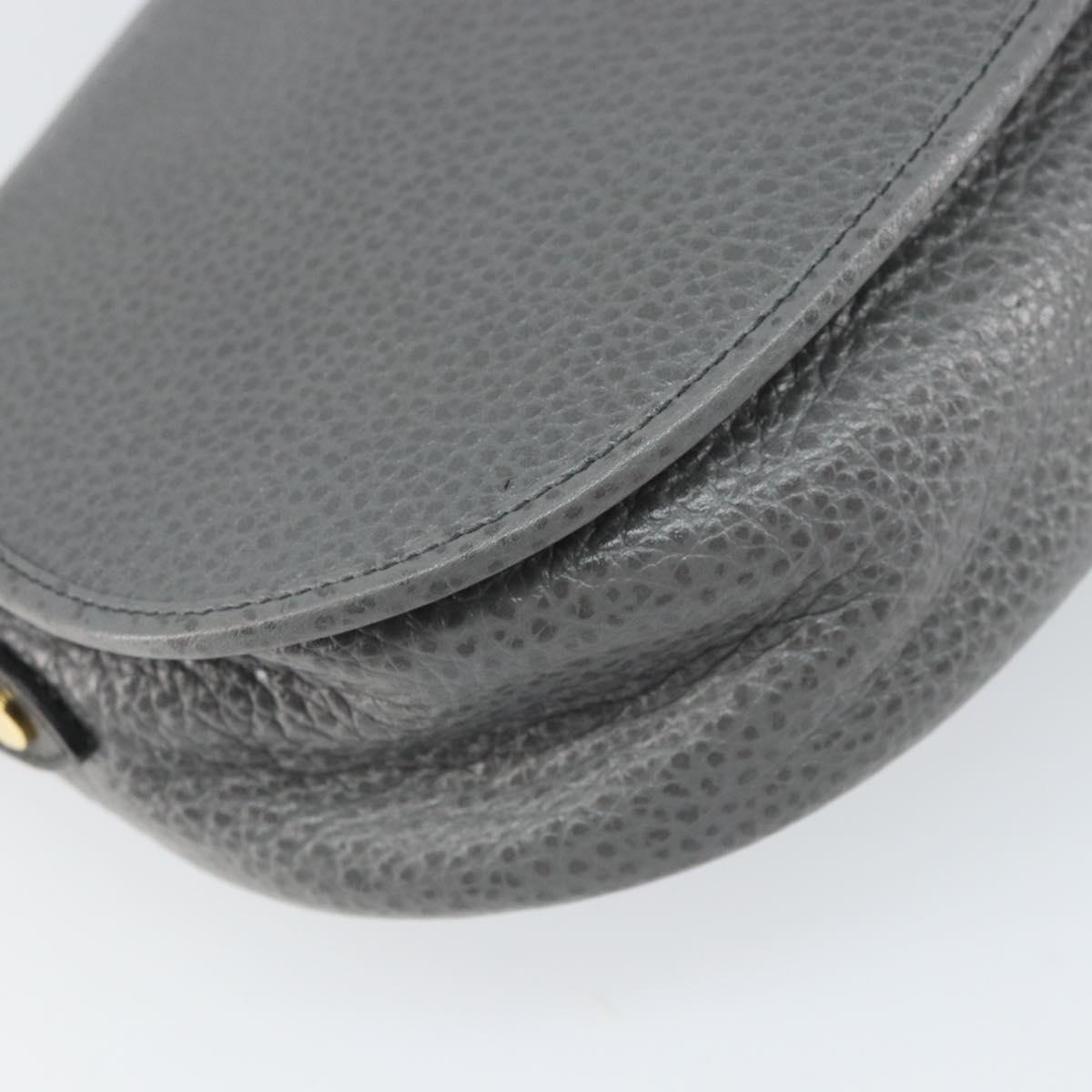 Christian Dior Shoulder Bag Leather Gray Gold Auth ep13132