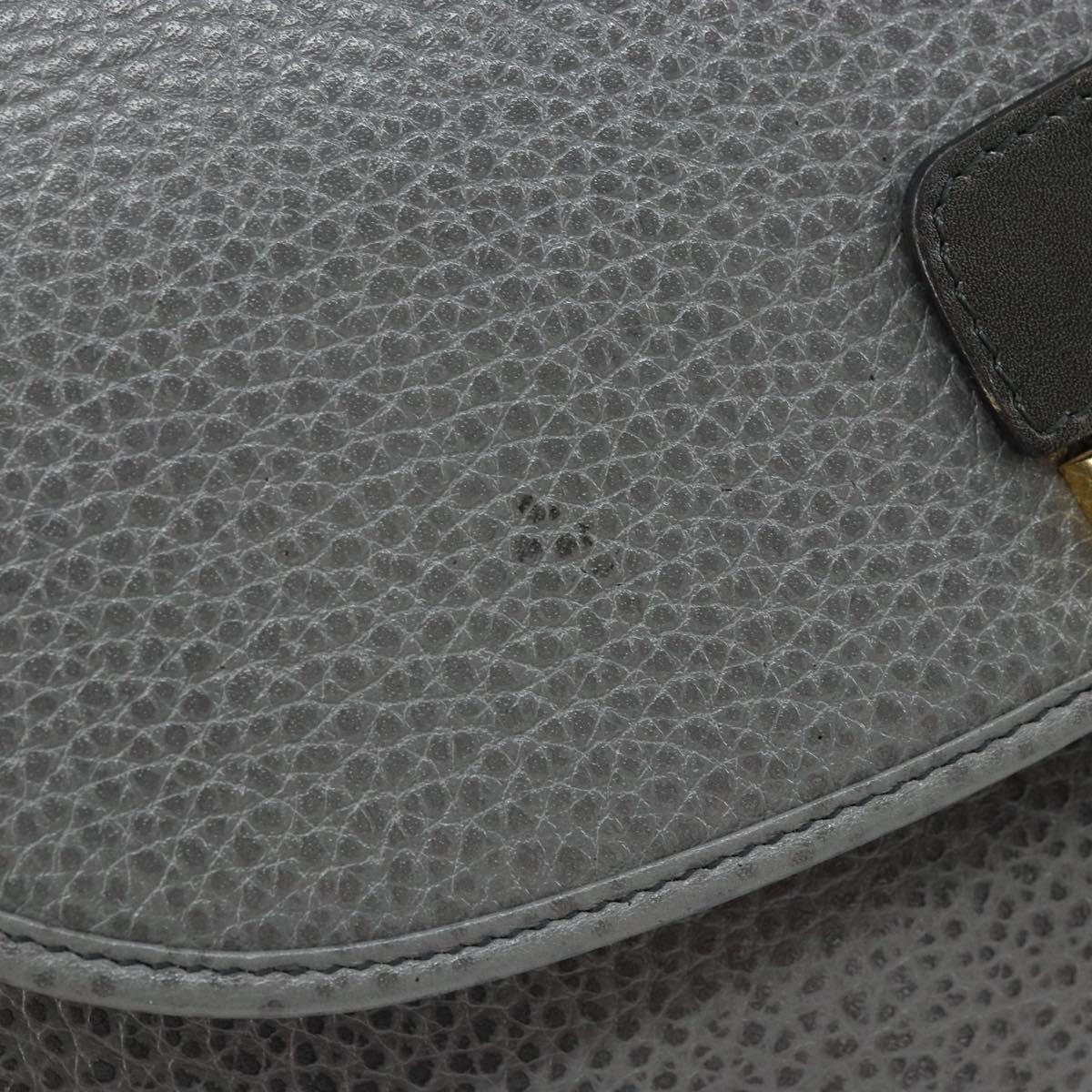 Christian Dior Shoulder Bag Leather Gray Gold Auth ep13132