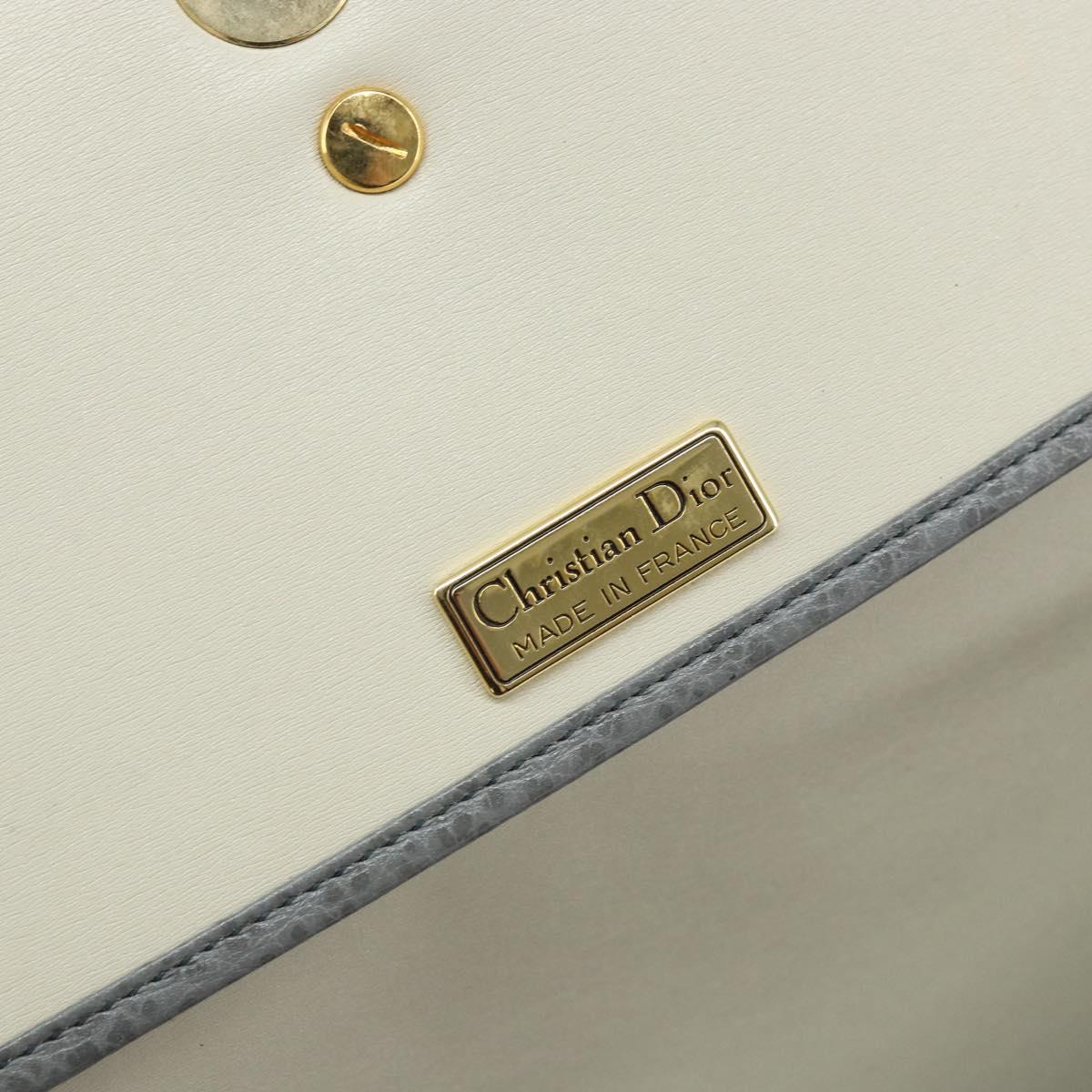 Christian Dior Shoulder Bag Leather Gray Gold Auth ep13132