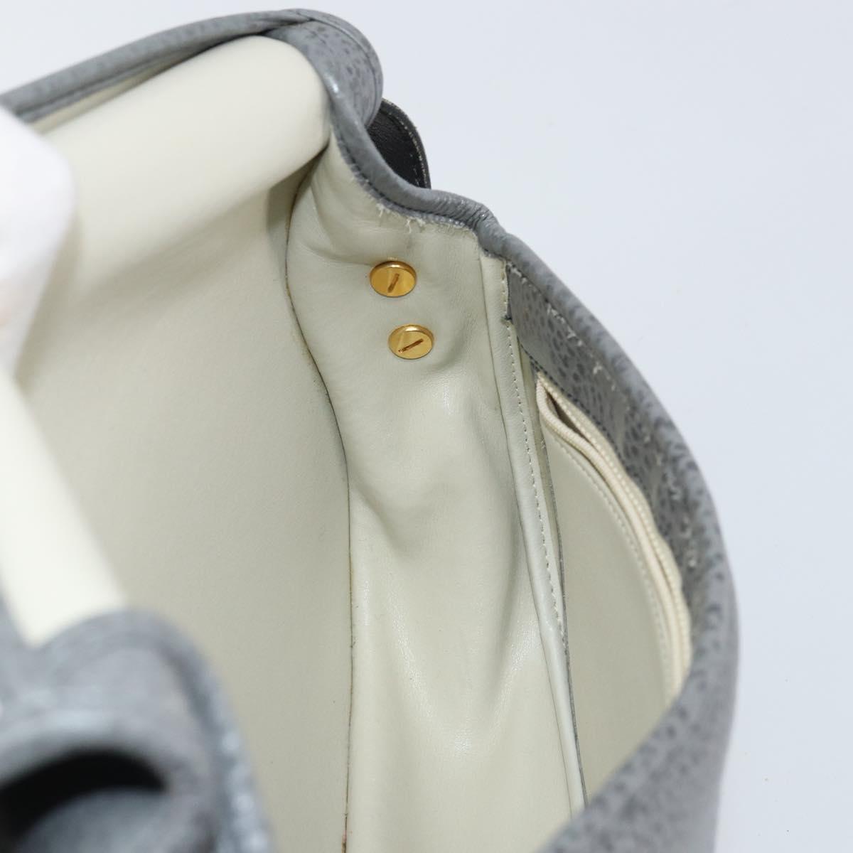 Christian Dior Shoulder Bag Leather Gray Gold Auth ep13132