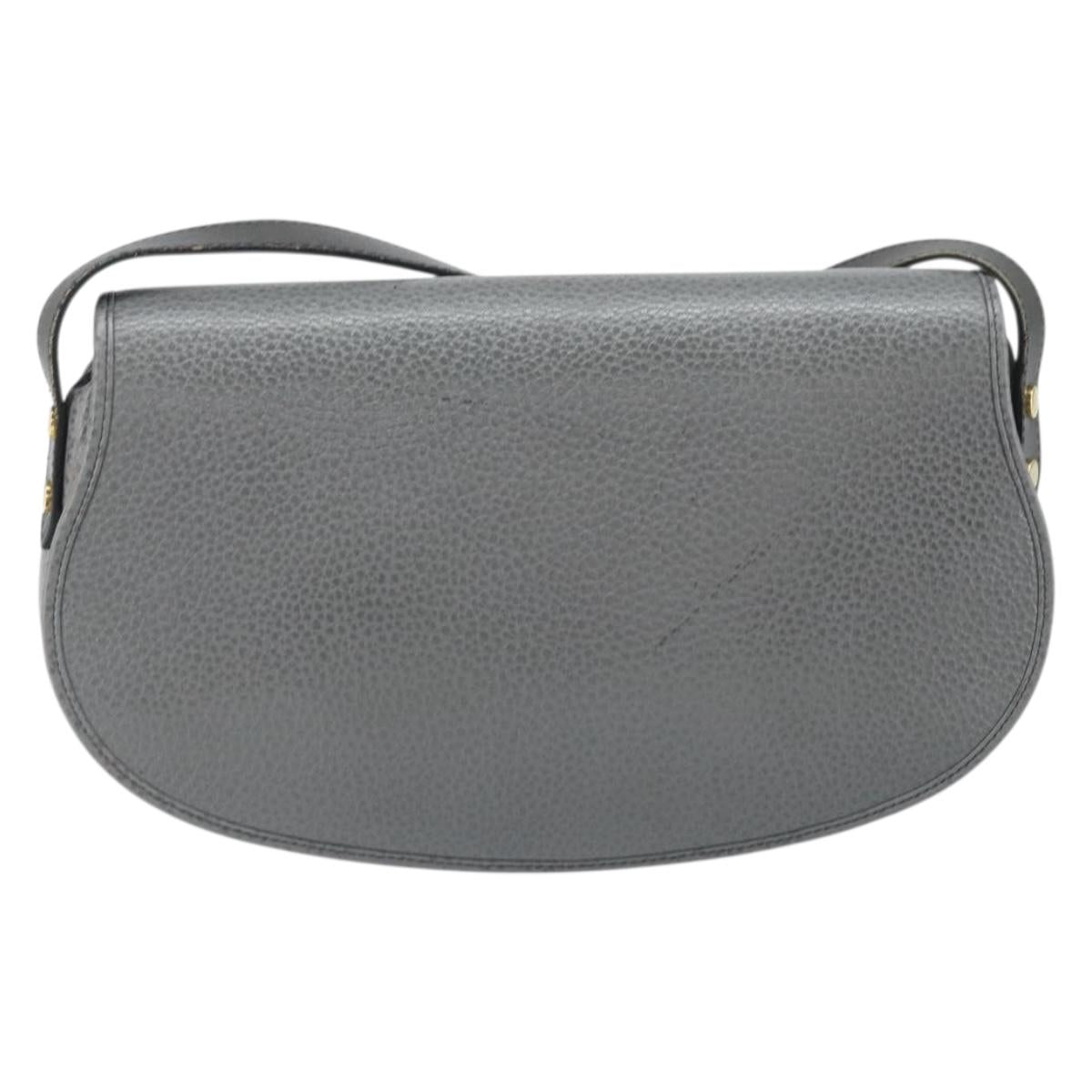 Christian Dior Shoulder Bag Leather Gray Gold Auth ep13132